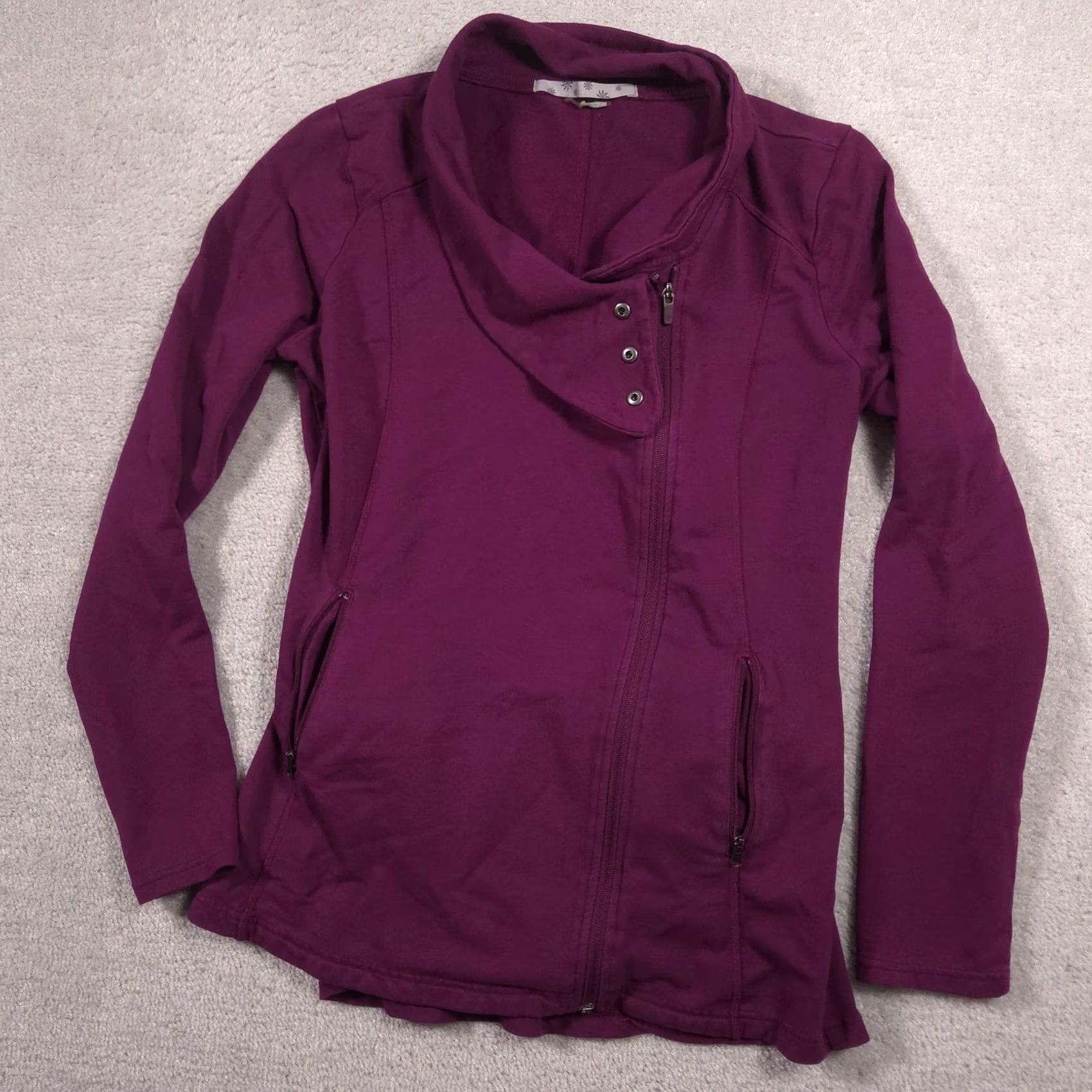 Athleta Athleta Jacket Womens Medium Purple Funnel Neck Full Zip Peplum Hem Jersey Knit Size M / US 6-8 / IT 42-44 - 3 Thumbnail