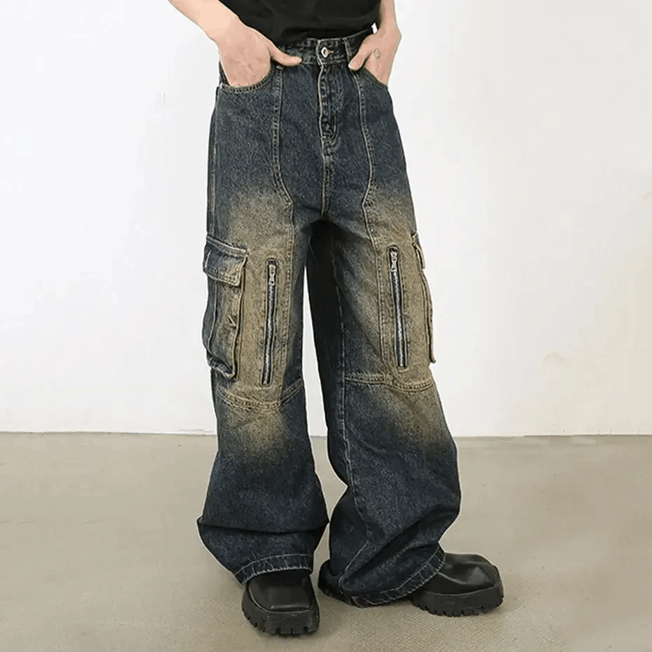 Japanese Brand × Jean Vintage washed high street baggy wide leg jeans Size US 28 / EU 44 - 4 Thumbnail