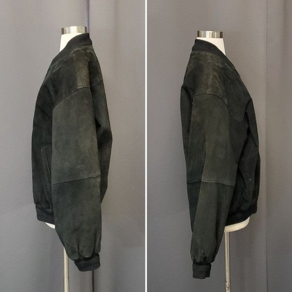 Croft & Barrow × Vintage Vintage 90s y2k Black Suede Leather Aviator Distress Bomber Size US L / EU 52-54 / 3 - 3 Thumbnail