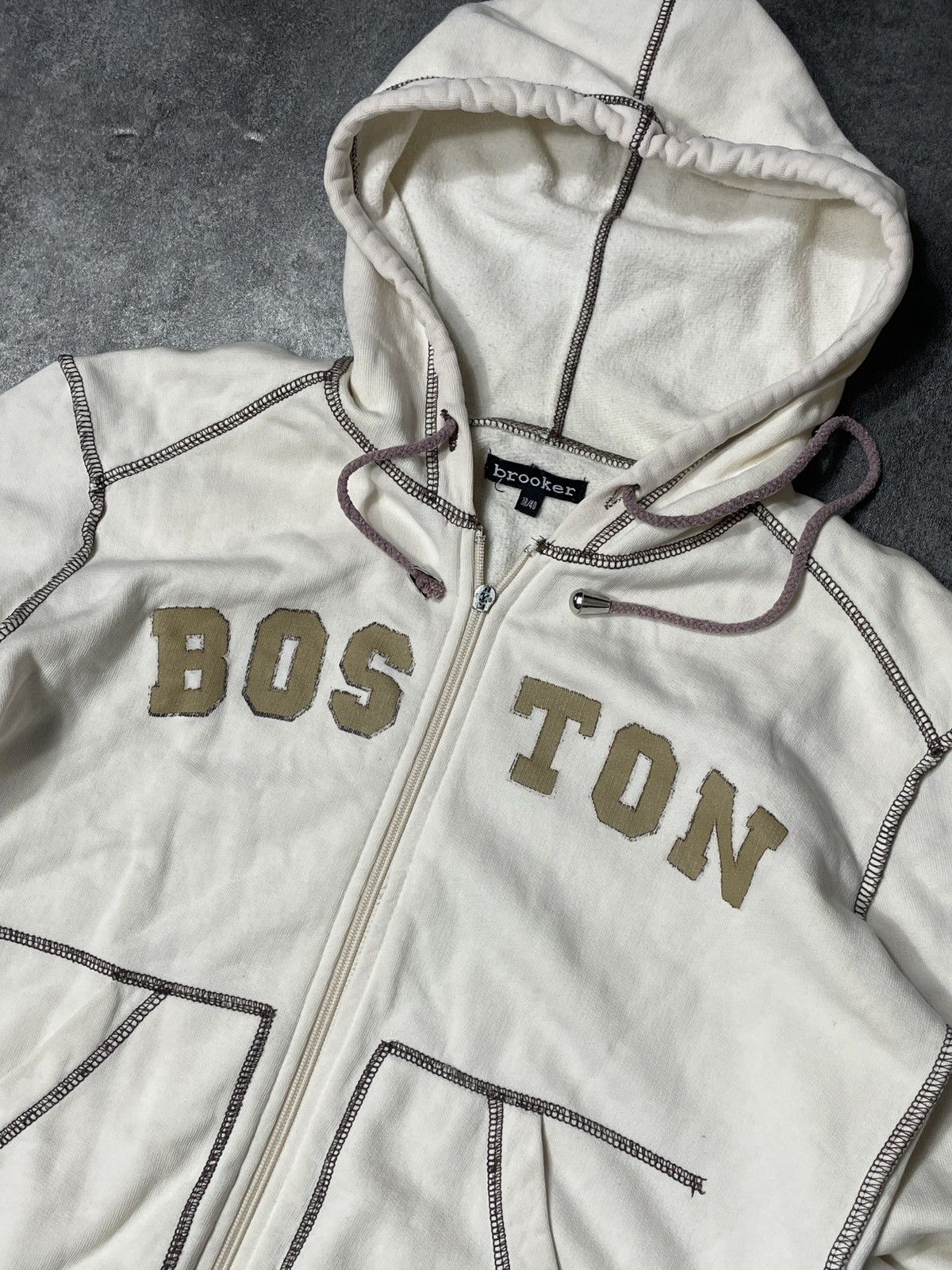 Vintage 🔥RARE🔥Vintage Y2K Hoodie Zip Spellout Boxy USA Boston Size S / US 4 / IT 40 - 2 Thumbnail