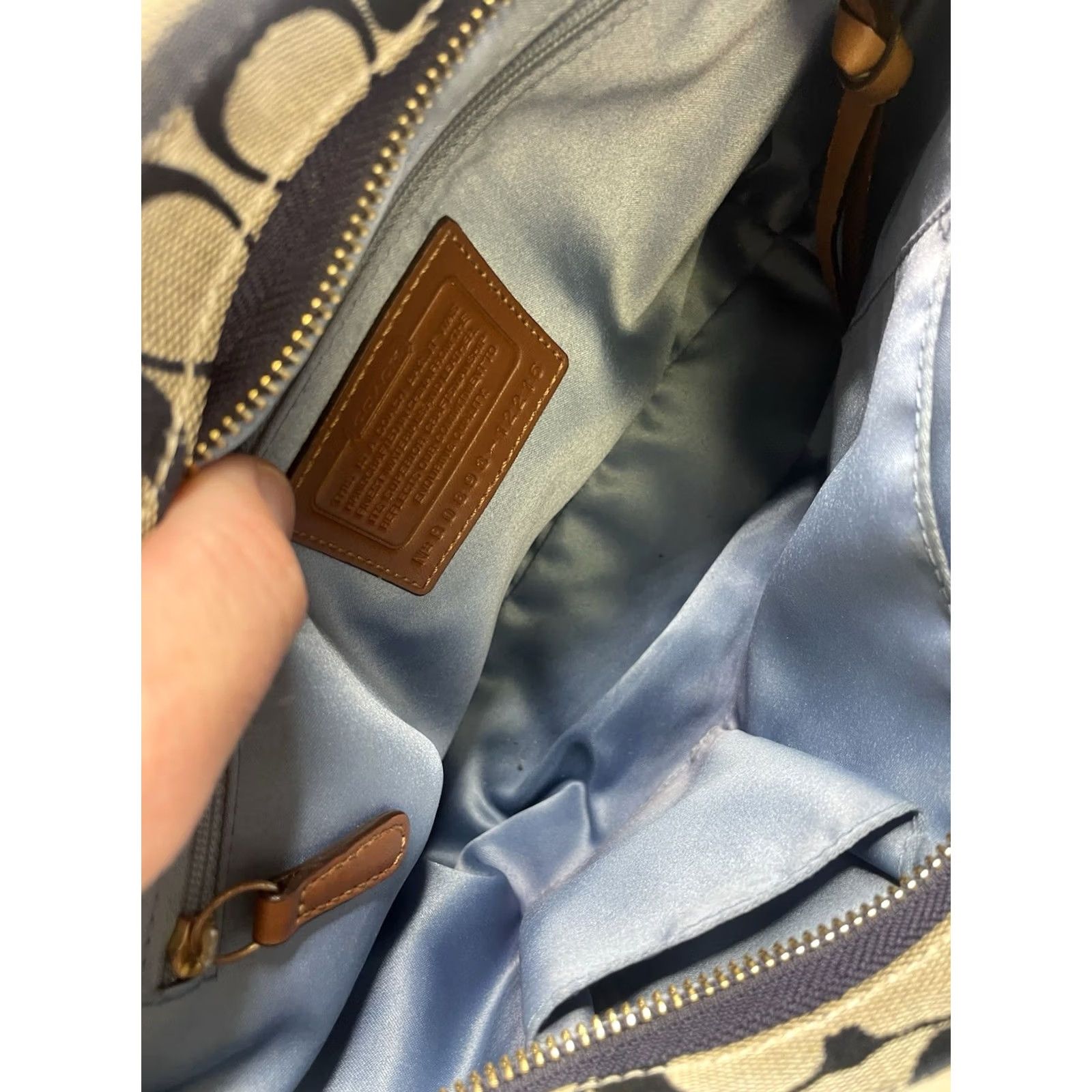 Coach COACH Carly Denim Patchwork Hobo Bag Shoulder Bag Tan Leather Denim 12215 Y2K Women’s Leather Lining Cars Theme Size ONE SIZE - 4 Thumbnail