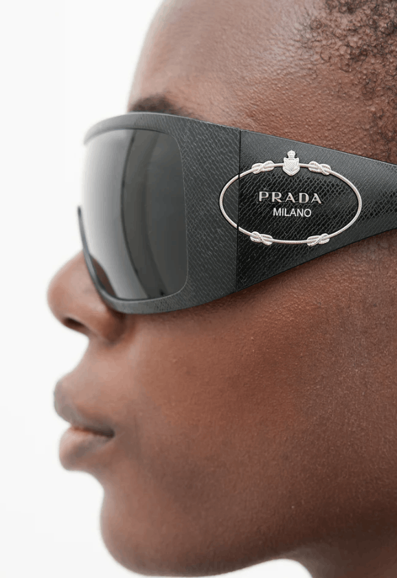 Prada PRADA Sunglasses Rectangle Wrap Shield Metal Symbole Sport Size ONE SIZE - 2 Thumbnail