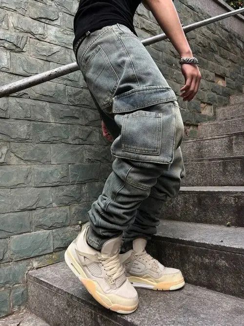 Designer Kinuka x Ayako Washed Distressed Cargo Loose Fit Pants Size US 32 / EU 48 - 5 Thumbnail