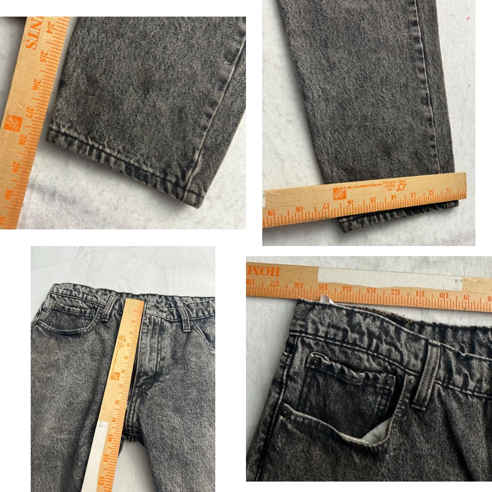 Levi's VINTAGE Levi's 512 Jeans Mens Black Acid Wash Denim Distressed Button Zip Closure 33x30 Slim Epics Size US 33 - 8 Thumbnail