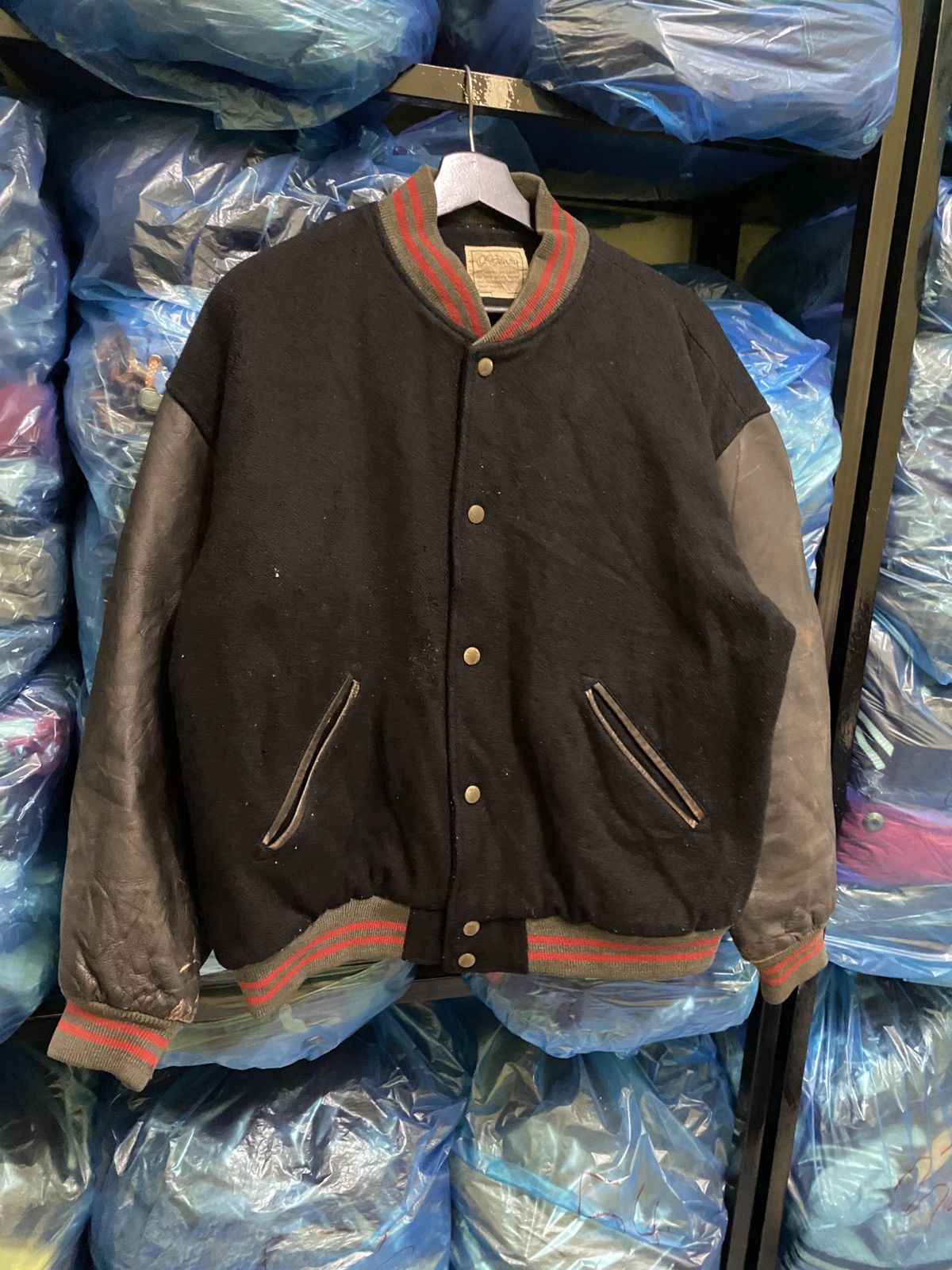 Vintage VINTAGE 80S O.HENRY WOOL SLEEVE LEATHER VARSITY JACKET Size US L / EU 52-54 / 3 - 3 Thumbnail