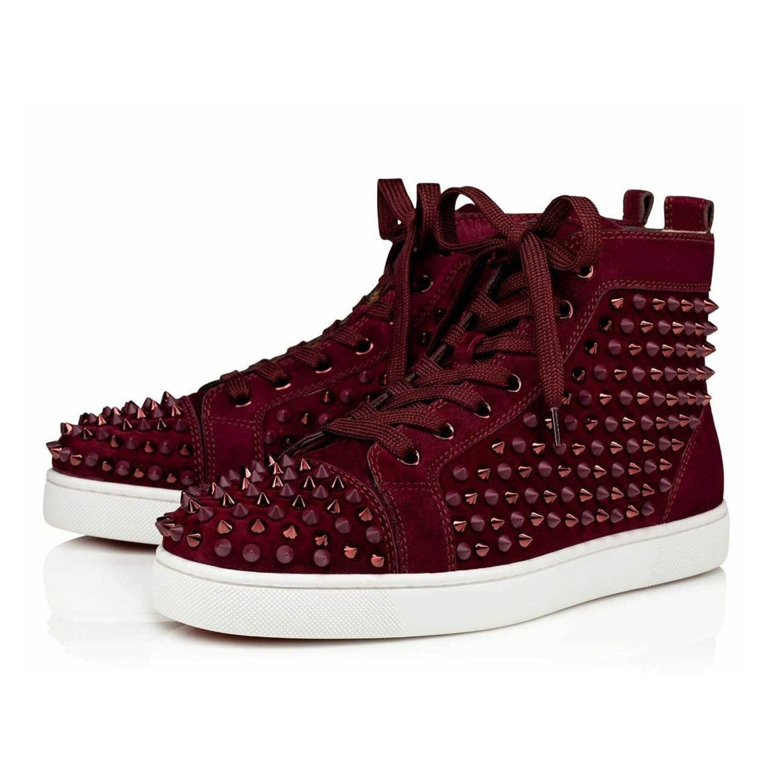 Christian Louboutin Christian Louboutin Mens Louis Flat Spike Prunus Red Mix Size US 7 / EU 40 - 1 Thumbnail