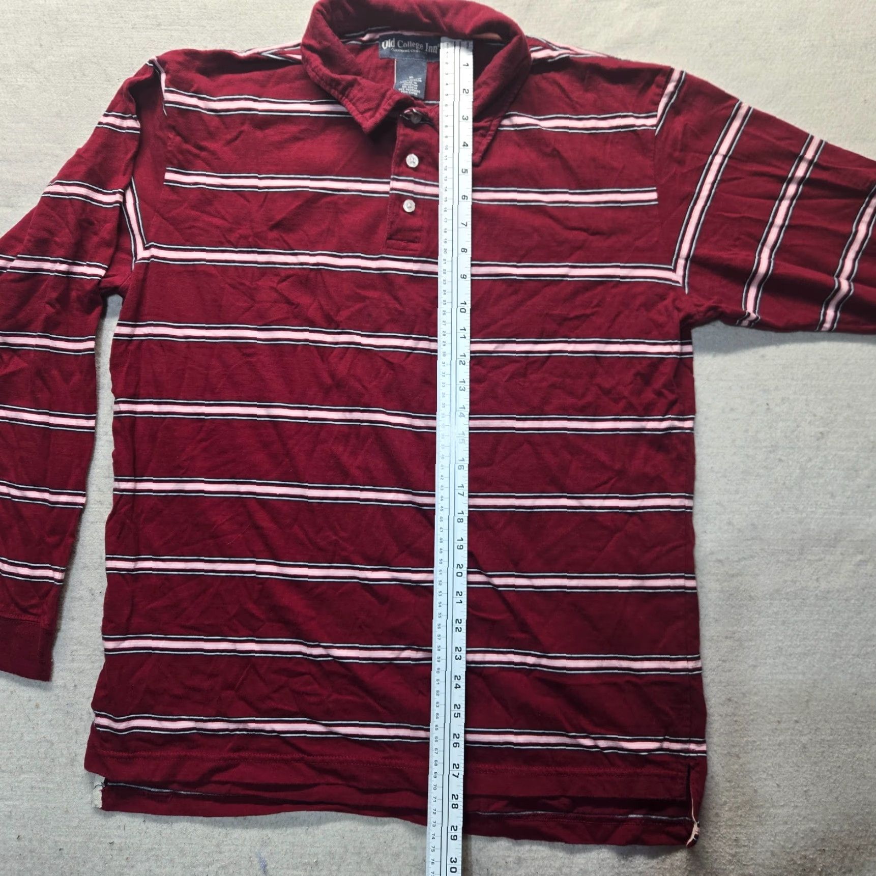 Vintage Old College Inn Polo Shirt - Striped Red Short Sleeve Shirt, Adult XL, 100% Cotton, Button, Spread Collar, Regular Fit, Casual Mens Shirt Size US XL / EU 56 / 4 - 6 Thumbnail