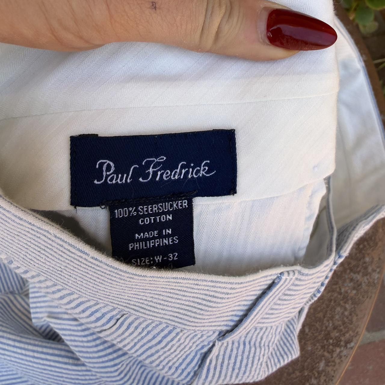 Paul Fredrick Paul Fredrick Pinstripe Cotton Pleated Suit Pant Size 32 Size US 32 / EU 48 - 6 Thumbnail