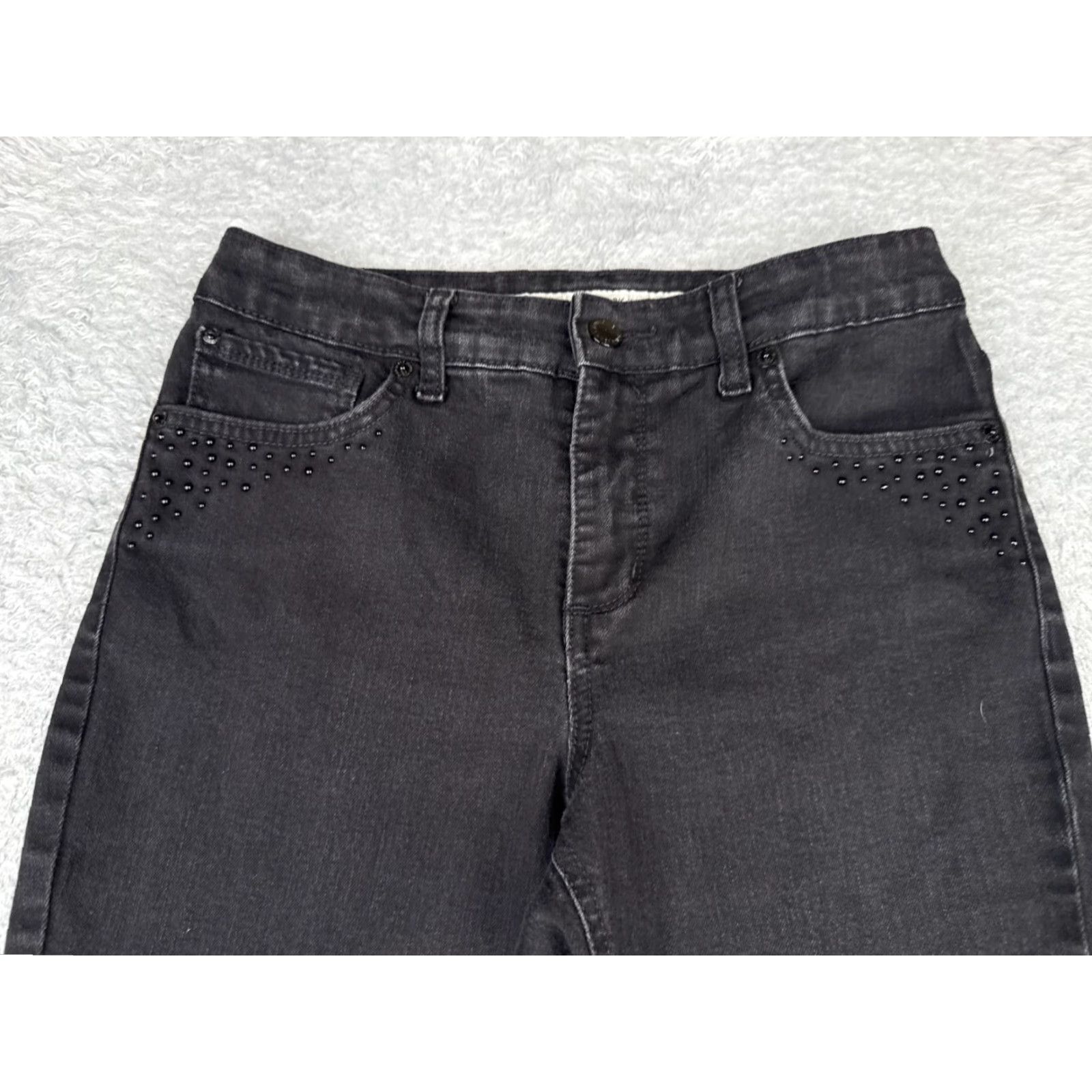 Jones New York Jones New York Jeans Womens 6P Black Lexington Straight Mid Rise Cotton 26x25 Size 28" / US 6 / IT 42 - 4 Thumbnail