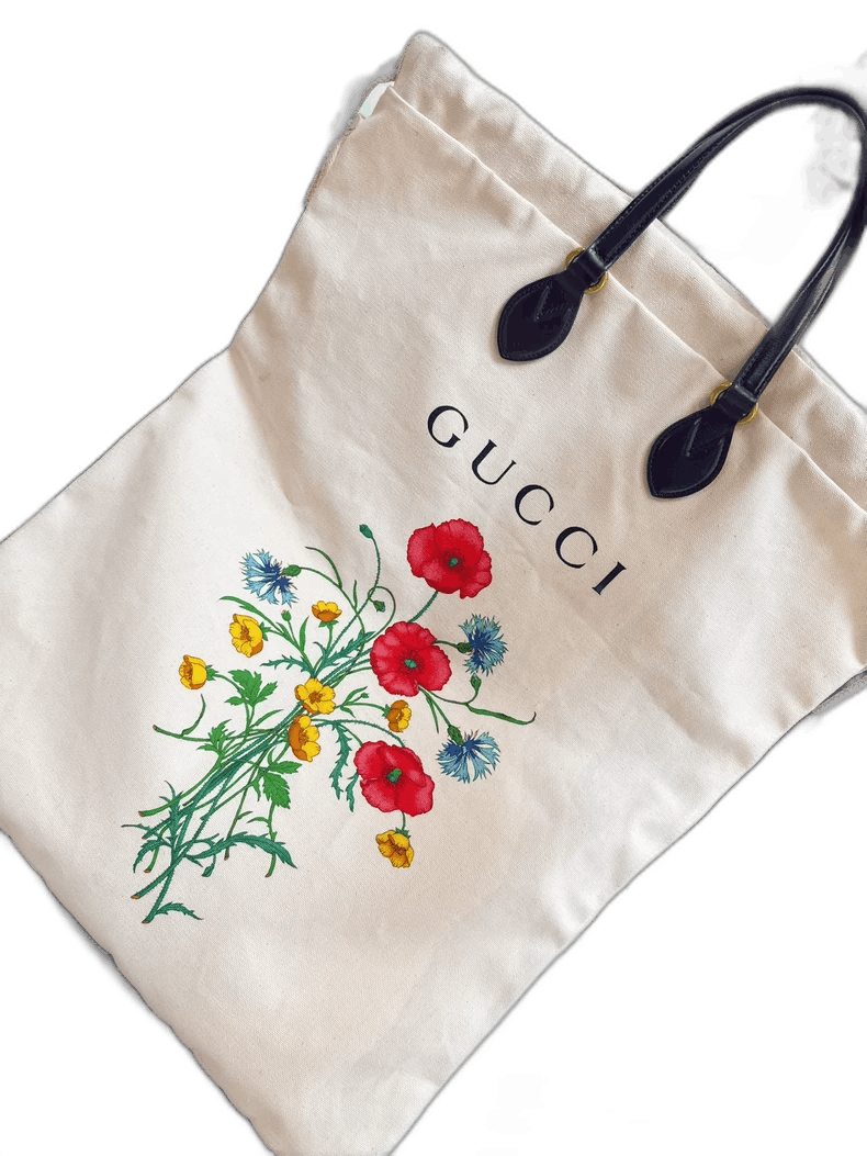 Gucci Floral Print Canvas Tote Bag