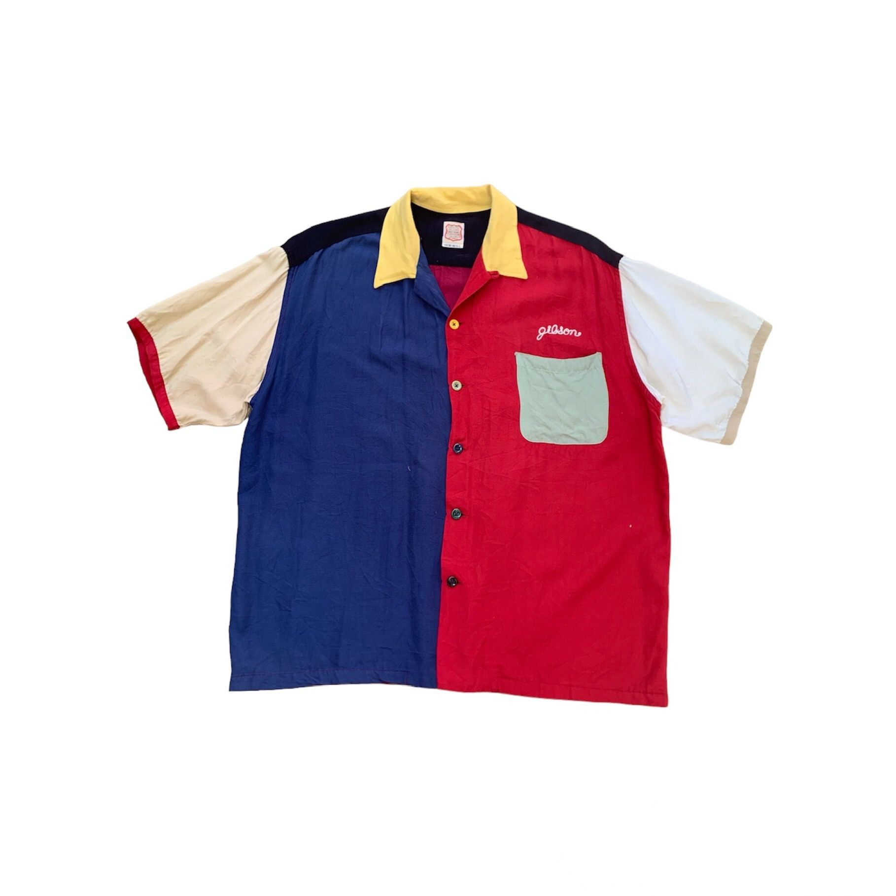 image of Sugar Cane Co x Toyo Enterprises Vintage Style Eyes Rockabilly Bowling Shirts Color Block (Size Lar