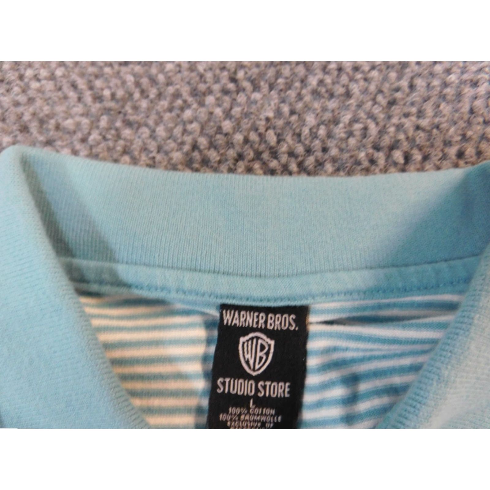 Vintage Bugs Bunny Mens Polo Shirt Large Blue Striped Warner Bros Studio Store Polo Shirt Shirt Mens Polo Size US L / EU 52-54 / 3 - 5 Thumbnail