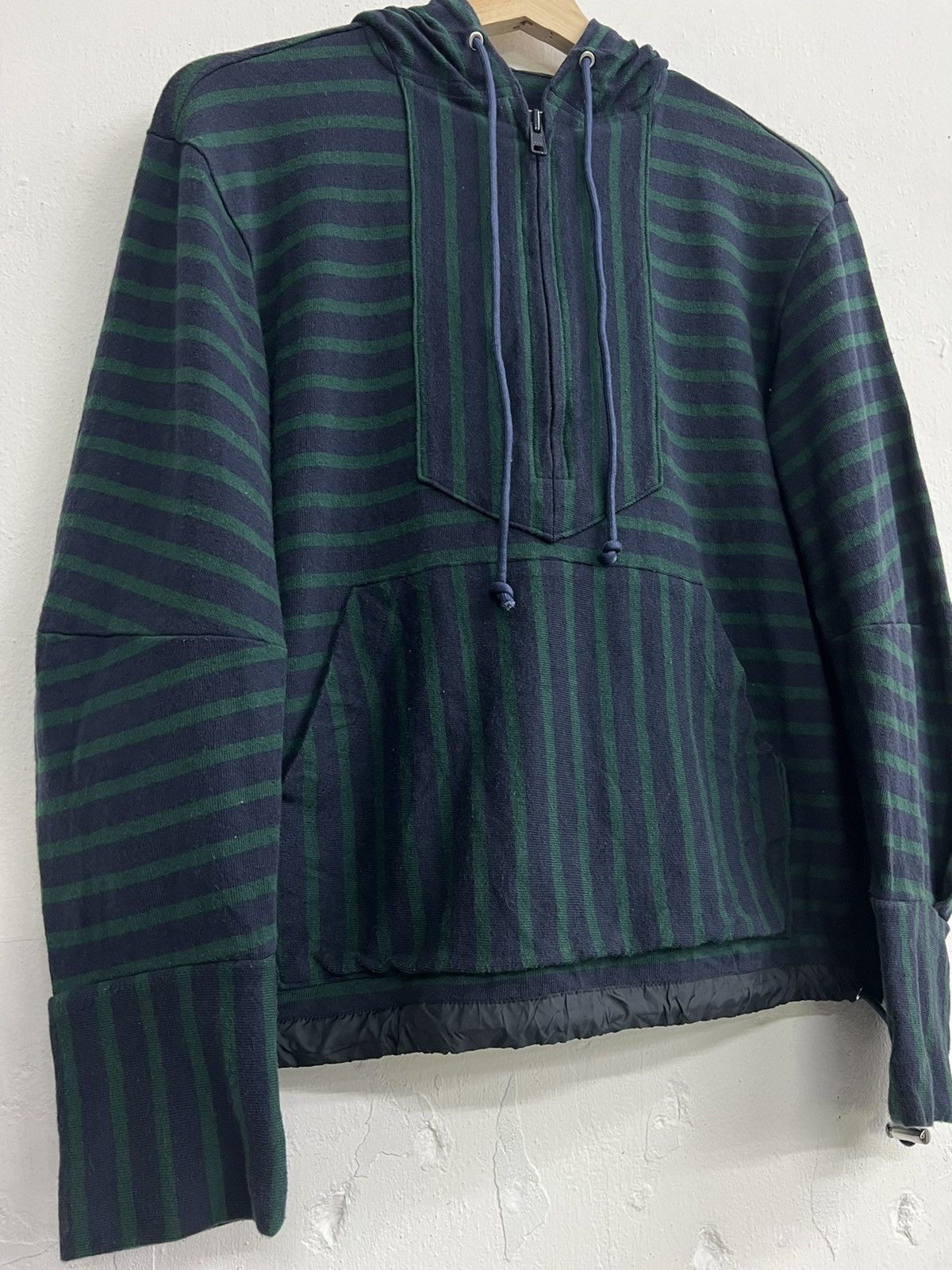 Sacai SACAI HALFZIP STRIPED HOODIE Size US M / EU 48-50 / 2 - 2 Thumbnail