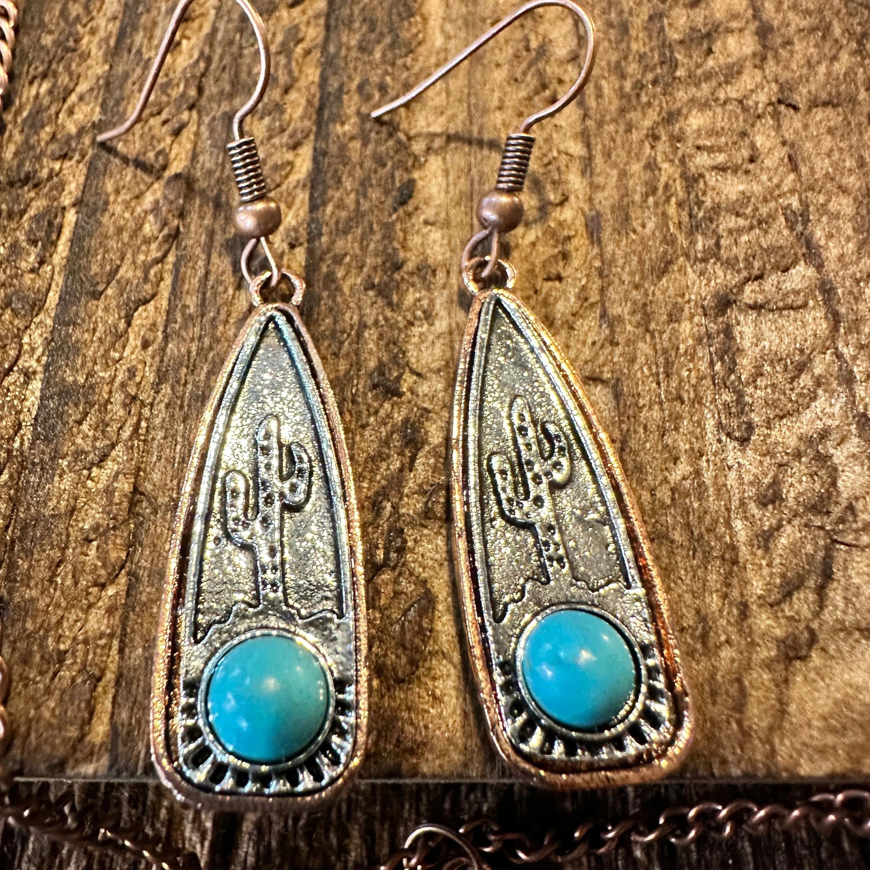 Other Boho SouthWestern Cowgirl Copper Turquoise Cactus Necklace/D Size ONE SIZE - 6 Thumbnail
