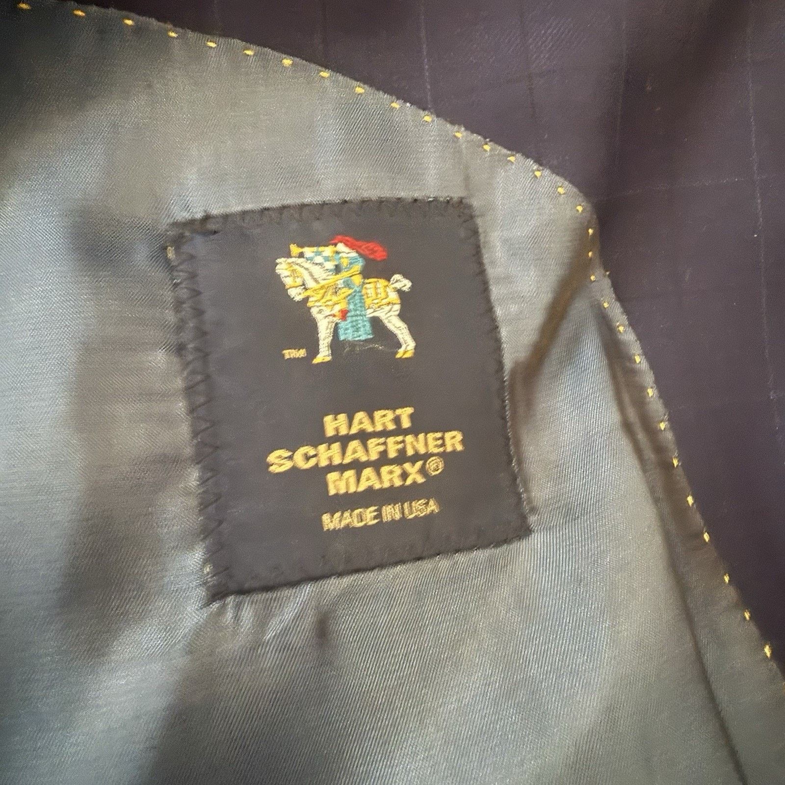 Hart Schaffner Marx Hart Schaffner Marx Suit Wool Blend Window Pane Union USA Size 38R - 5 Thumbnail