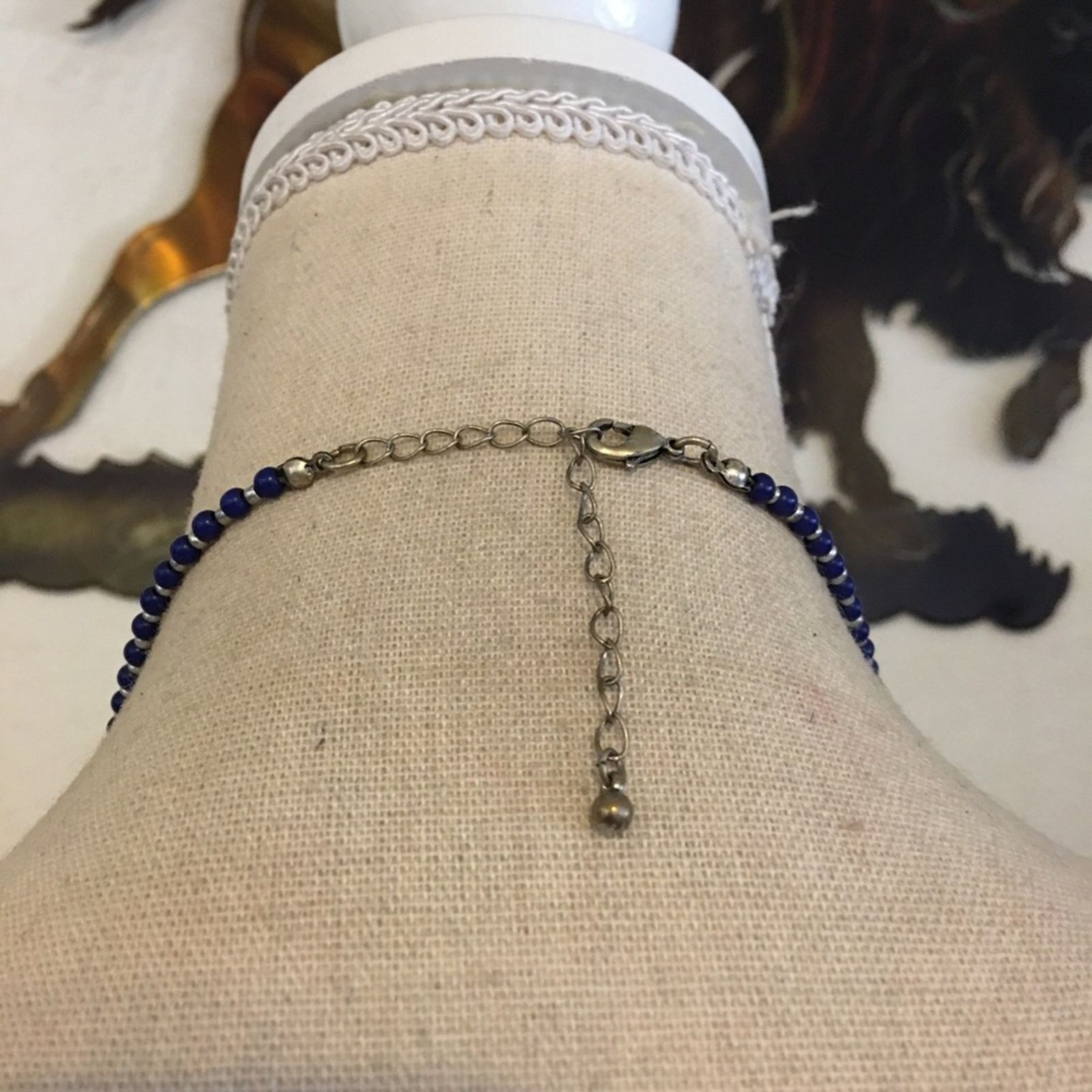 Jewelry Navy and silver beaded tassel rhinestone necklace Size ONE SIZE - 5 Thumbnail