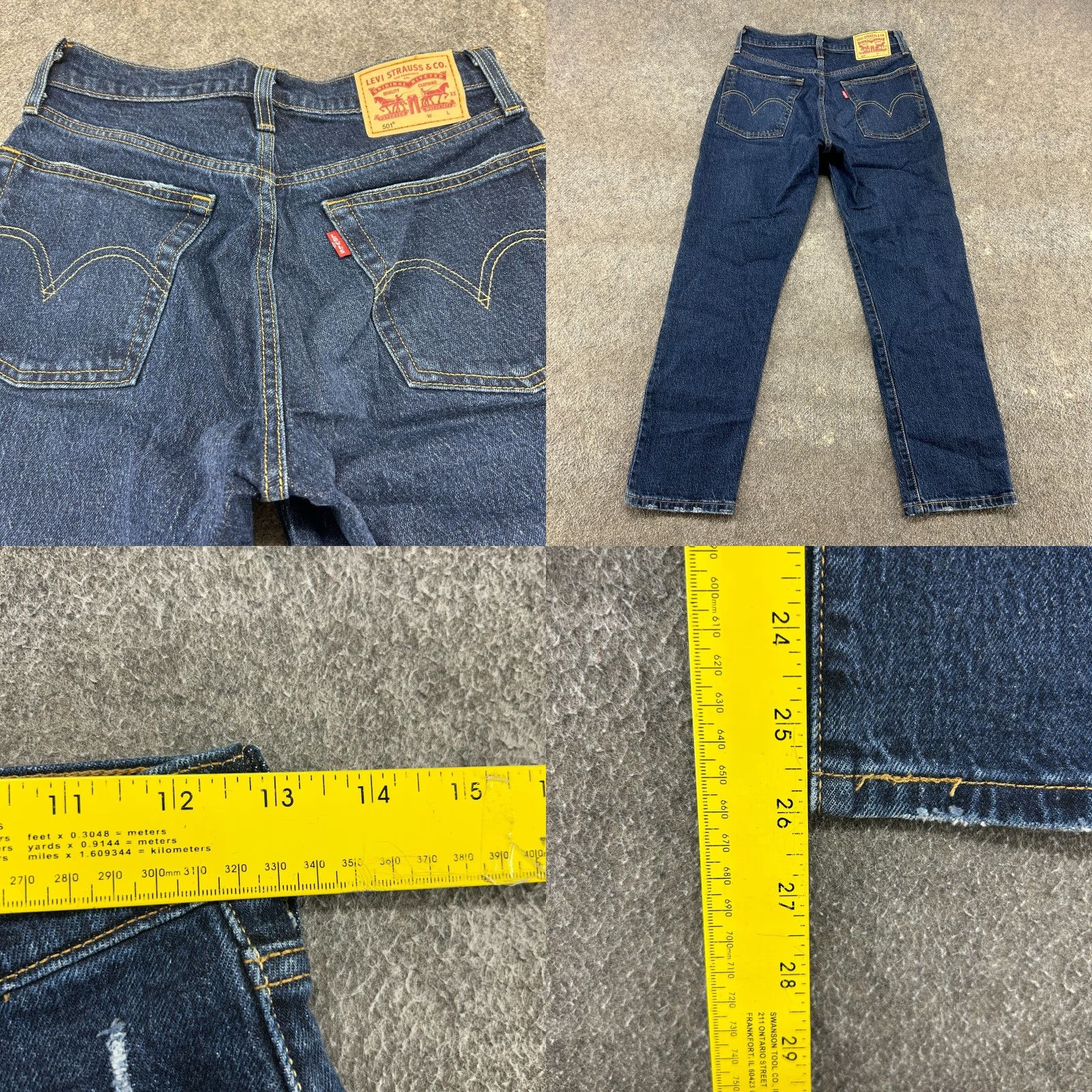 Levi's Levi's 501 Jeans Womens Blue Regular Straight Leg Dark Wash Button Fly 25x26 Vintage No 90s Retro Distressed Jeans Womens Size 42" / US 20 - 9 Thumbnail