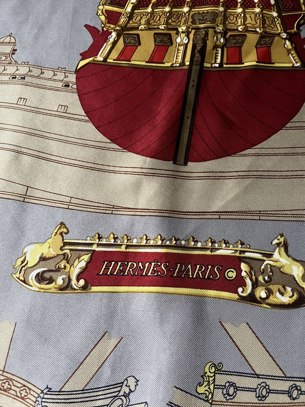 Hermes Hermes silk scarf Grande Marine Marie-Francoise Heron 1979 Size ONE SIZE - 7 Thumbnail