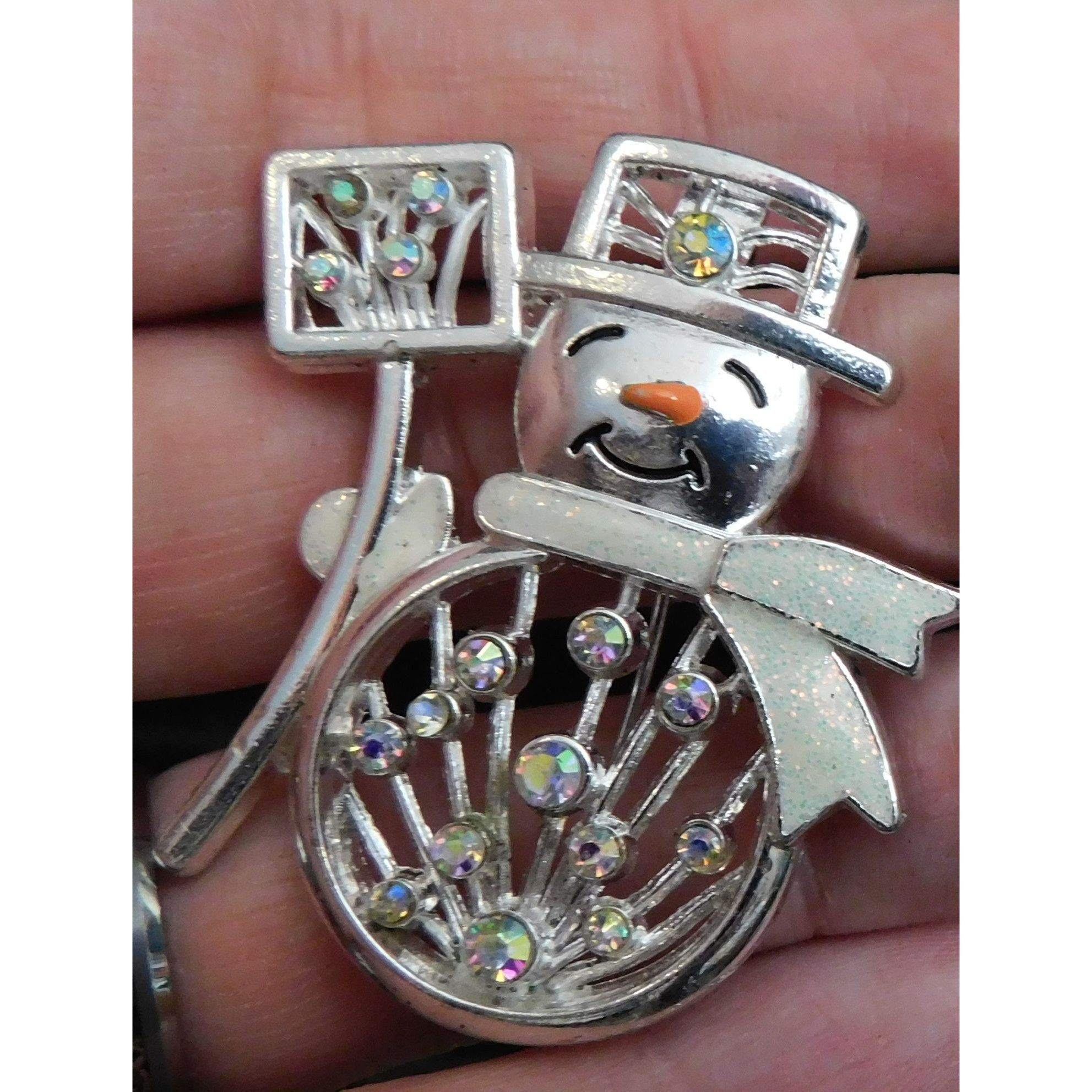 Other Vintage Snowman Brooch With Aurora Borealis Rhinestones Size ONE SIZE - 1 Thumbnail
