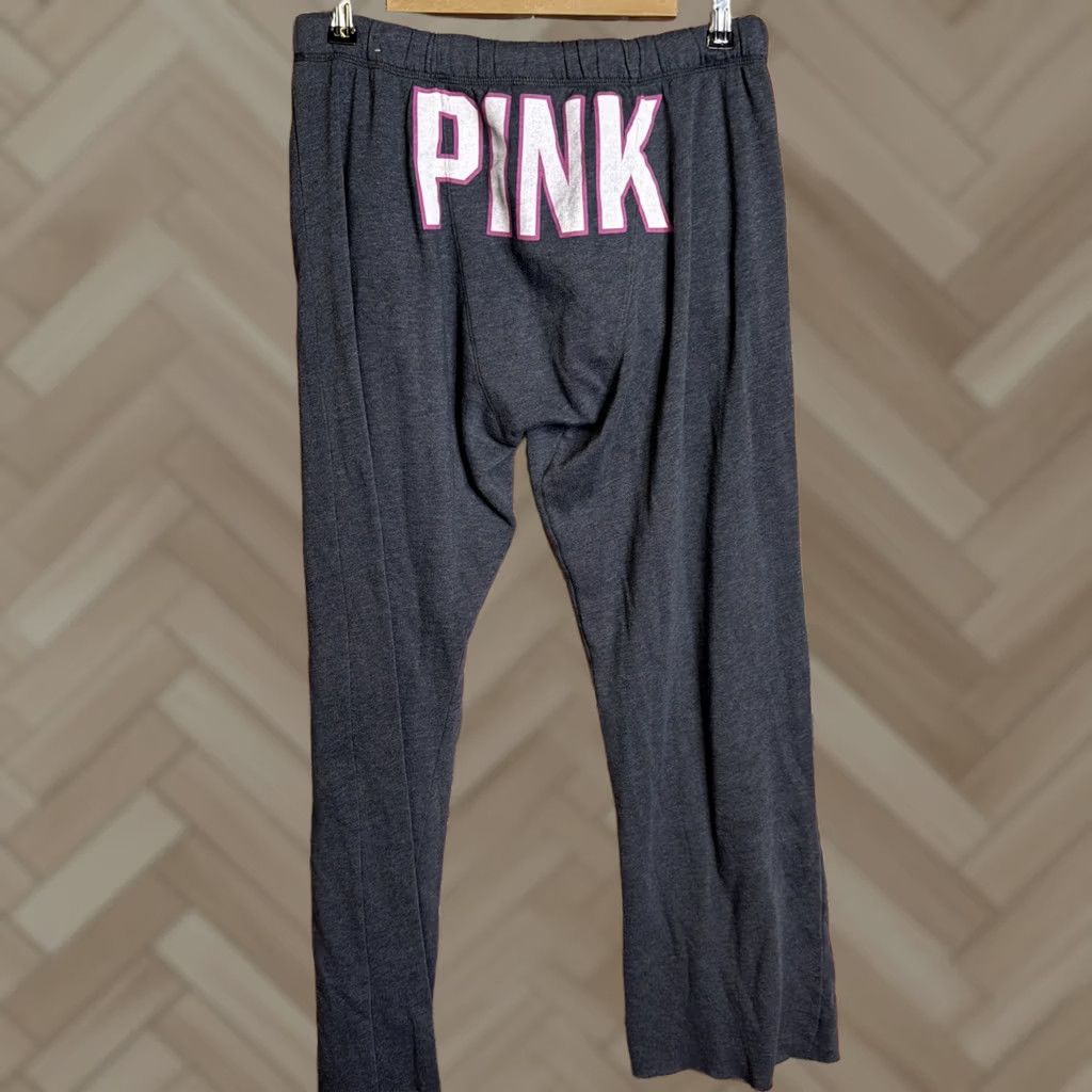 Victoria's Secret VINTAGE Victorias Secret Pink Sweatpants Womens S Wide Leg Gray Logo Spellout Size 28" / US 6 / IT 42 - 1 Thumbnail