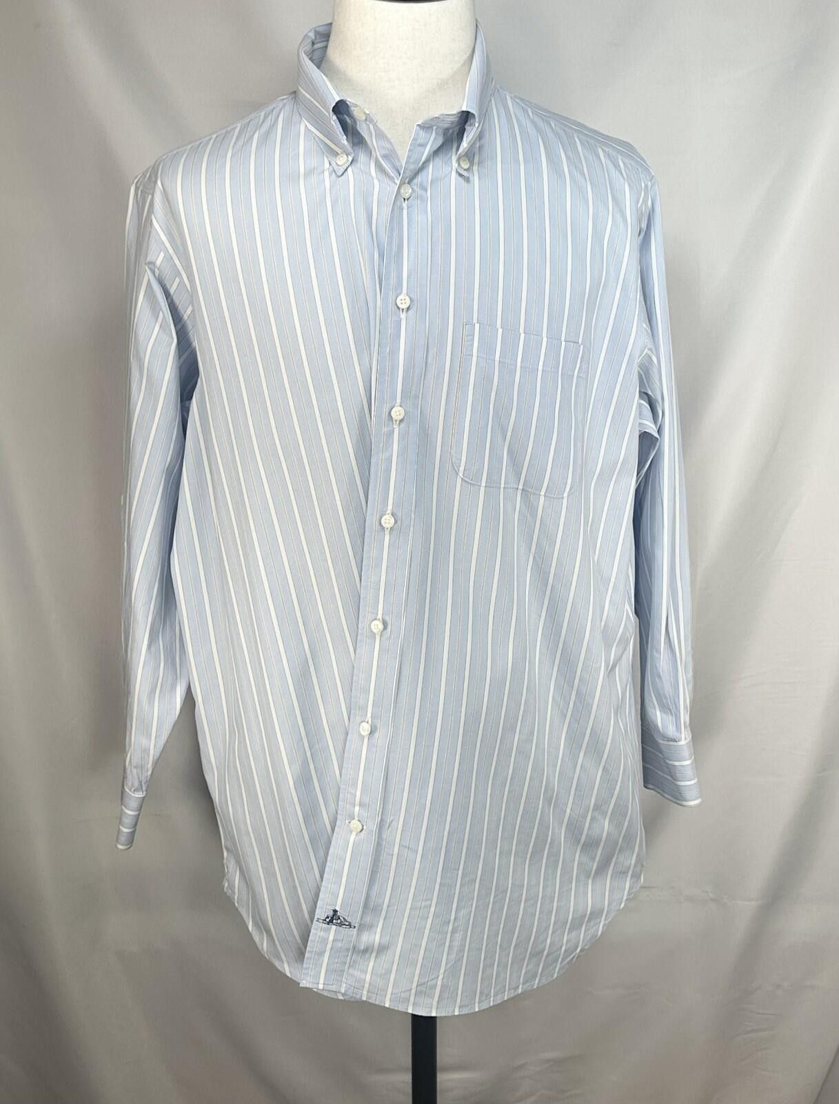 Holland & Sherry Holland Sherry Striped Tailored L/S Oxford Blue Mens XL Size US XL / EU 56 / 4 - 1 Thumbnail