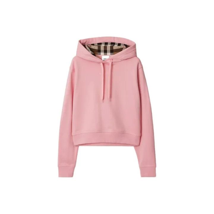 Burberry Burberry Cropped Pink Cotton Hoodie 0079 Size S / US 4 / IT 40 - 1 Thumbnail