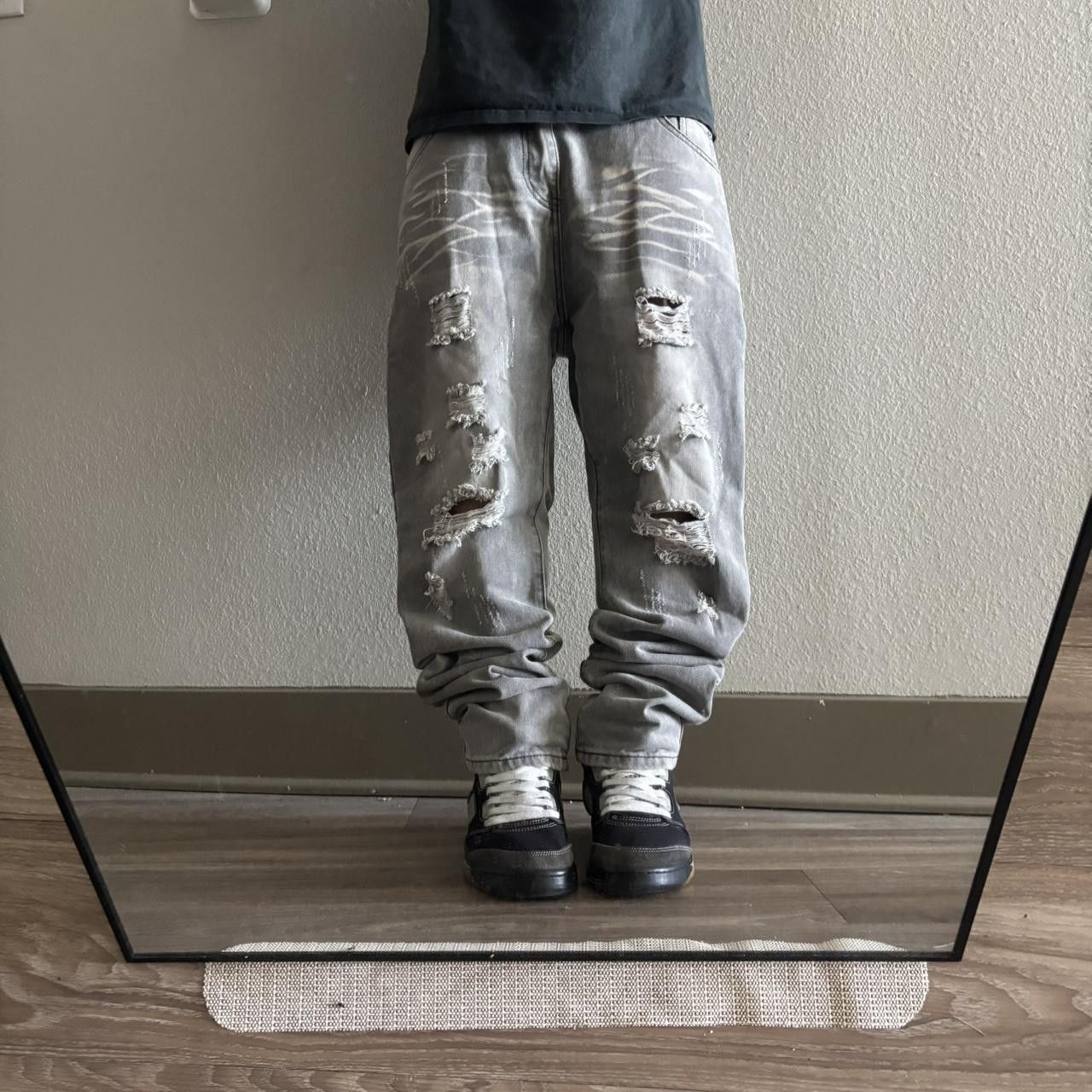 Japanese Brand Crazy Vintage Y2K/2000s Grunge Faded Grey Distressed Denim Jeans! 34x30 Size US 34 / EU 50 - 1 Thumbnail