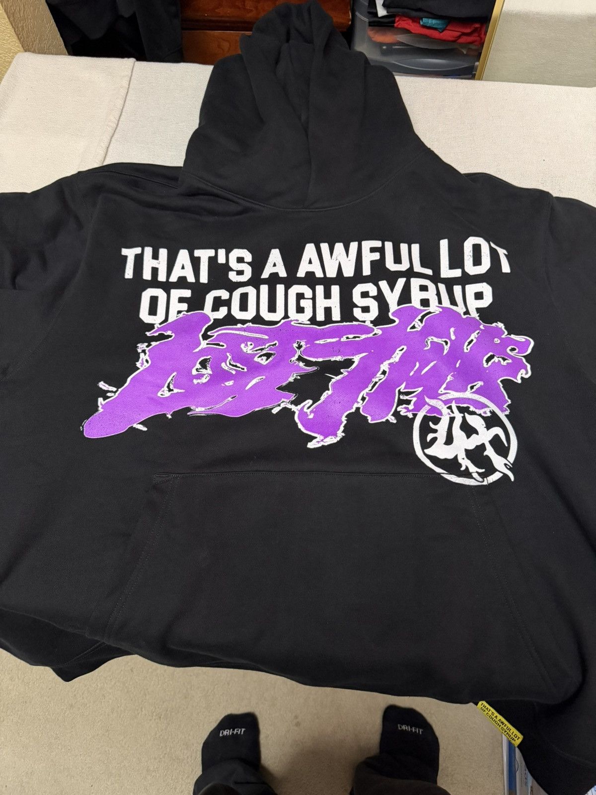 Awful Lot of Cough Syrup ALOCS x LOST HILLS HOODIE SIZE XL BLACK 