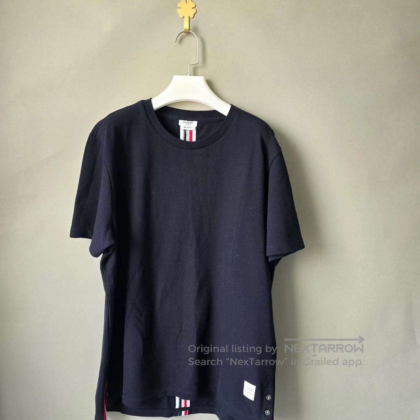 Thom Browne Thom Browne Navy Blue Short Sleeve Tee with Color-Block St Size US XL / EU 56 / 4 - 1 Thumbnail