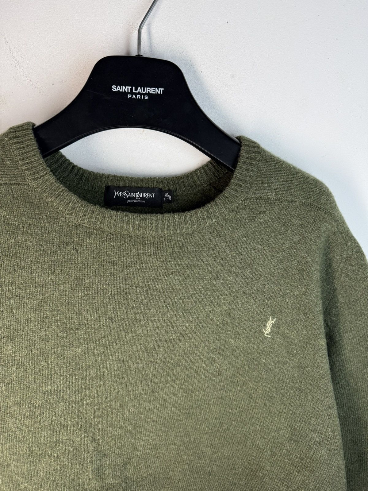 Yves Saint Laurent 90s Wool YSL Sweater Green Soft knitted YSL Sweatshirt Size US XL / EU 56 / 4 - 9 Thumbnail