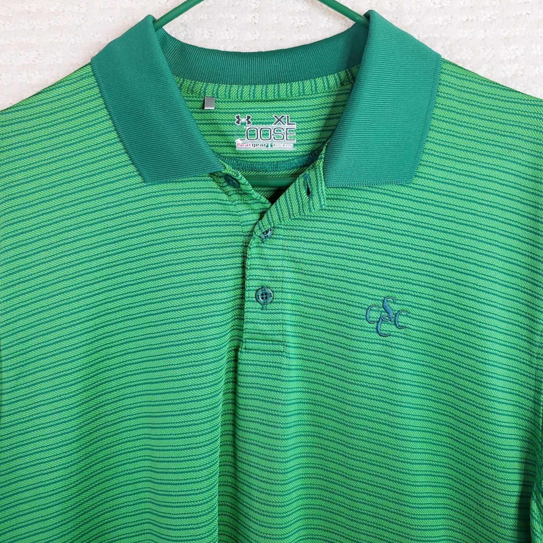Under Armour Under Armour Men’s XL HeatGear Polo Shirt Loose The Playoff Kelly Green Golf Striped Short Sleeve Polo Mens Size US XL / EU 56 / 4 - 3 Thumbnail