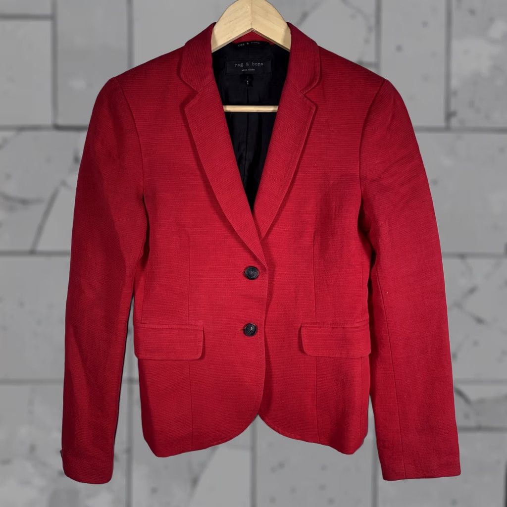 Rag & Bone Rag & Bone Red Sport Coat Womens Size 2 Coat 2 Red Womens Sport Coat Casual Basic Jacket Cotton Size XS / US 0-2 / IT 36-38 - 1 Thumbnail