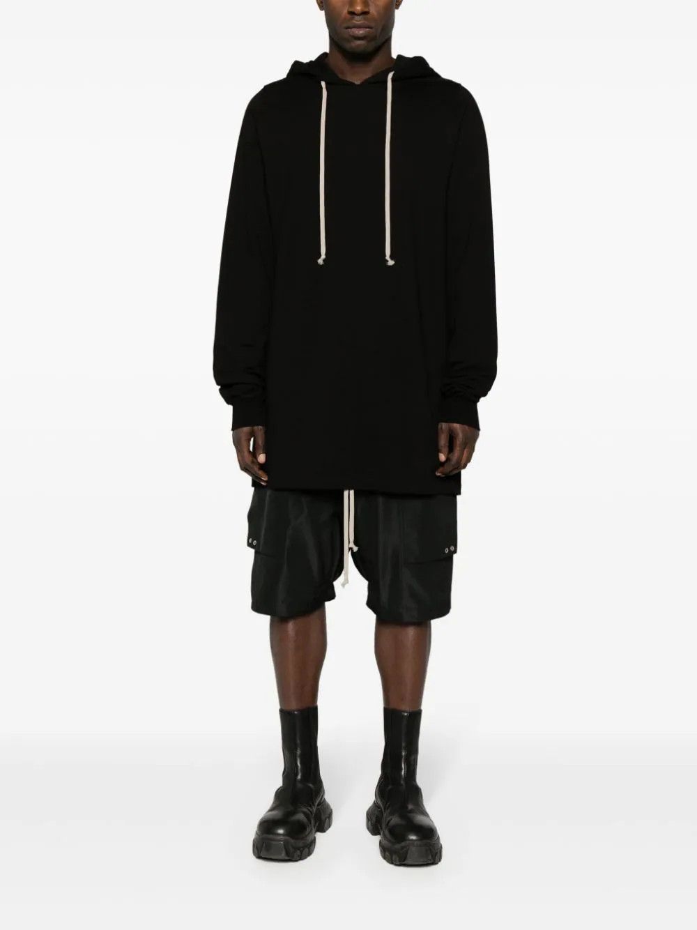 Rick Owens o1mris0824 Long Hoodie in Black Size US S / EU 44-46 / 1 - 5 Thumbnail