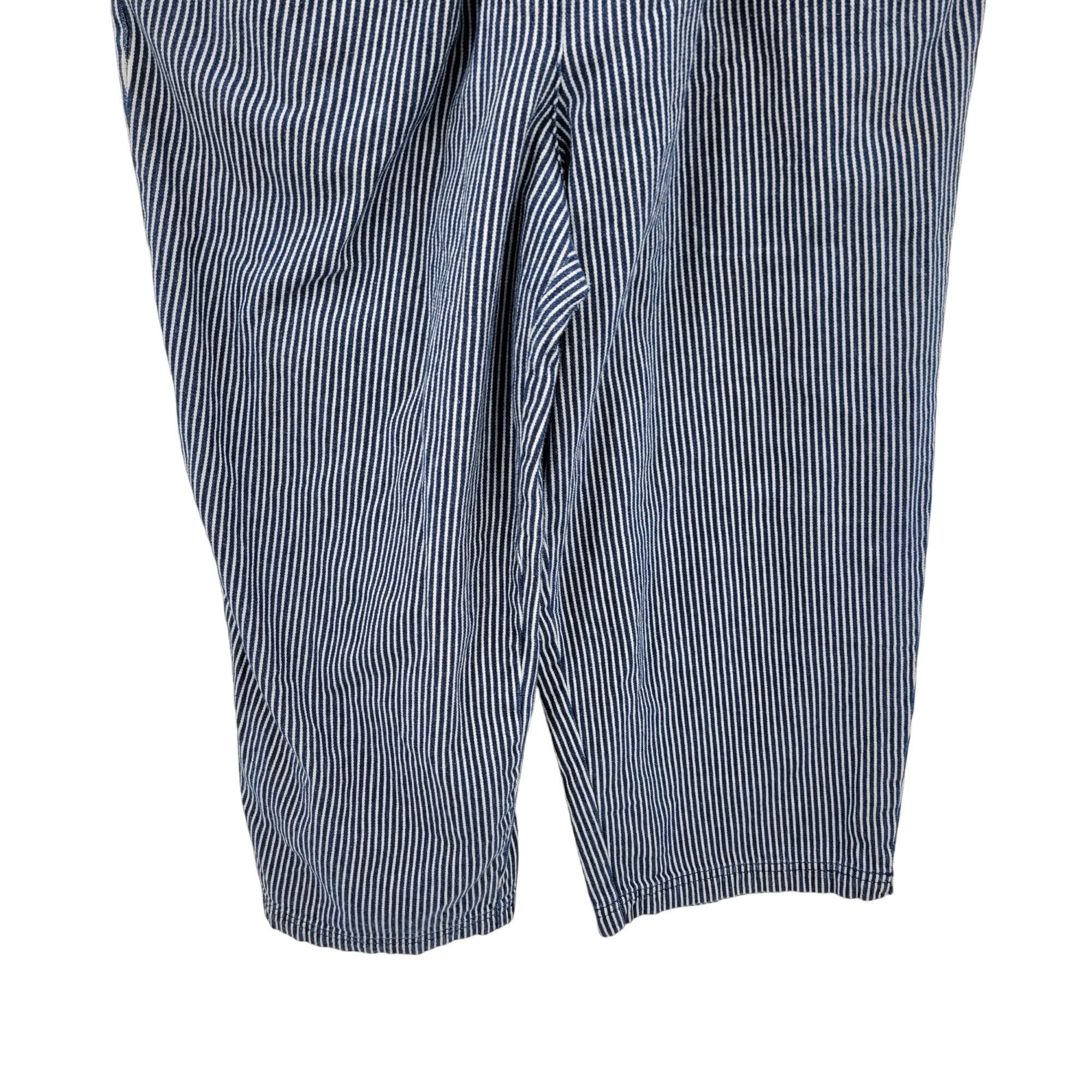 Vintage Vtg Petite Blue White Engineer Striped High Waisted Crop Pan Size 24" / US 00 / IT 34 - 6 Thumbnail