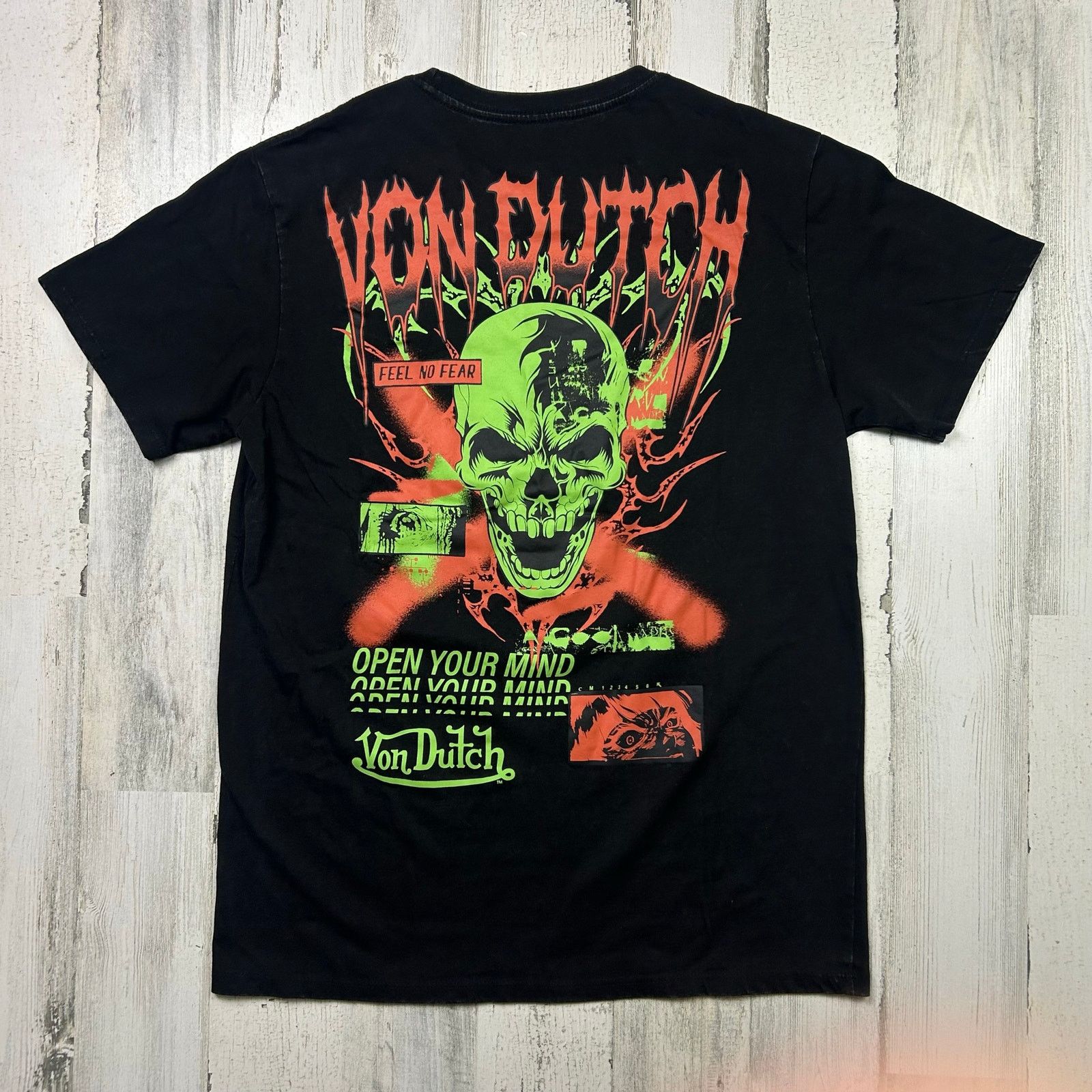 Von Dutch Von Dutch T-Shirt Skull "Open Your Mind" Black Y2K Medium Size US M / EU 48-50 / 2 - 3 Thumbnail