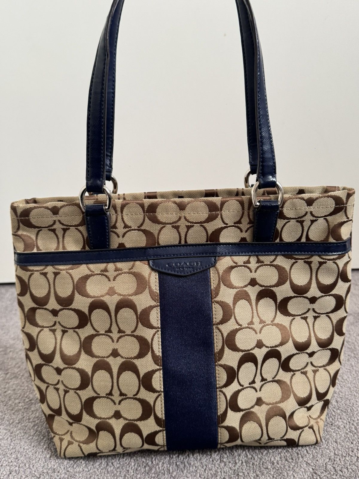 Coach Beige and Blue leather/fabric vintage Coach shoulder bag Size ONE SIZE - 2 Thumbnail