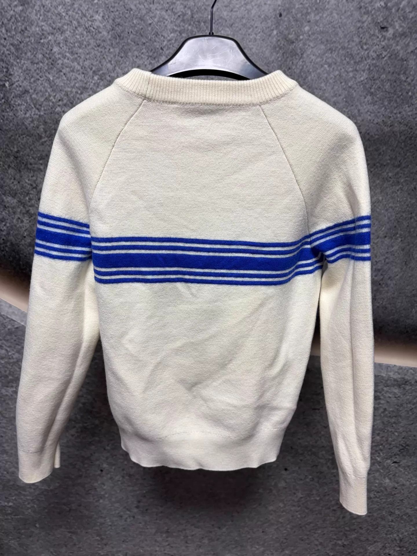 Gucci Gucci Blue White Stripe GG Embroidered 100% Wool Sweater XL Size US XL / EU 56 / 4 - 2 Thumbnail