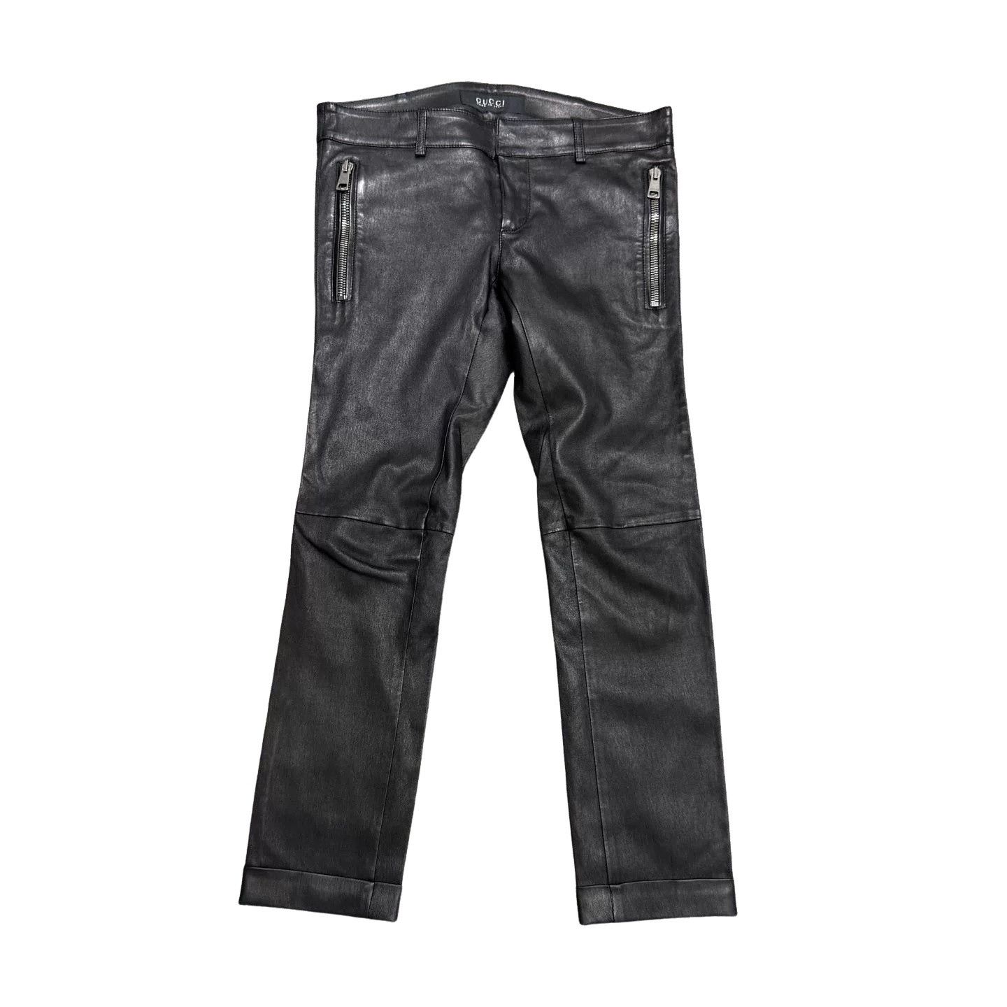 Gucci Gucci Leather Zip Casual Pants Size 30 Size US 30 / EU 46 - 1 Thumbnail