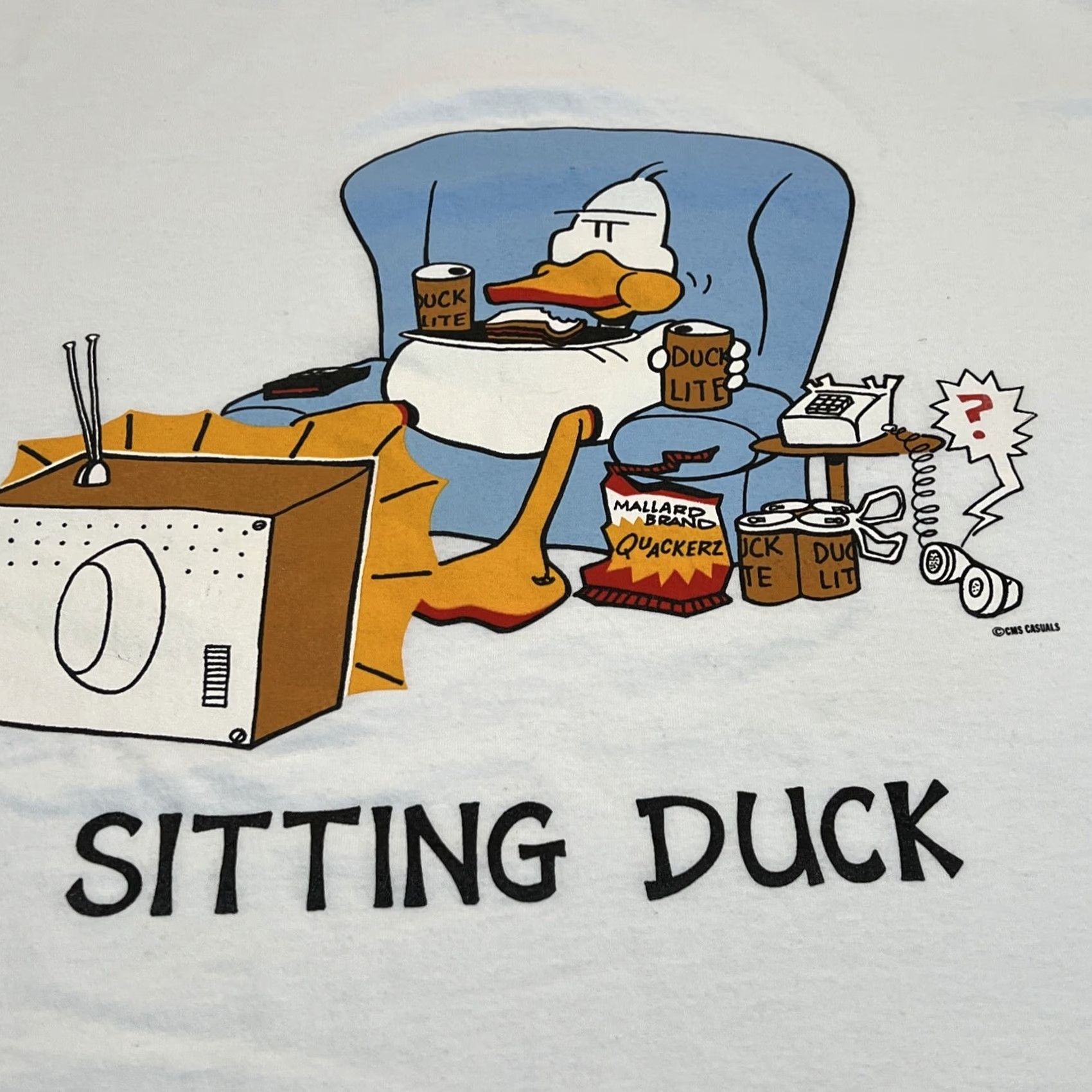 Hanes VINTAGE Sitting Duck T Shirt Men XL Single Stitch Graphic Duck Lite Quackerz Size US XL / EU 56 / 4 - 2 Thumbnail