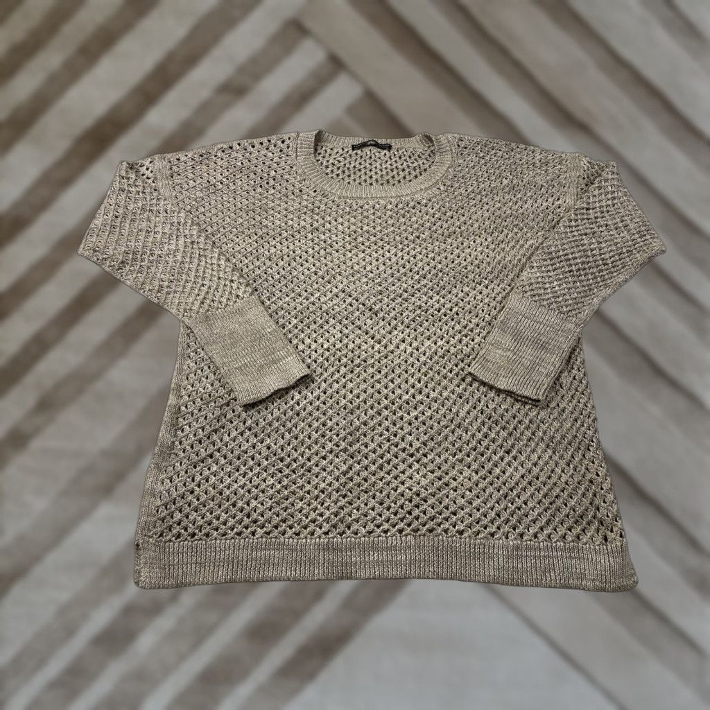 Vintage VINTAGE The Peruvian Connection Pima Cotton Crew Neck Sweater Womens XL Open Knit Beige Pullover Womens XL Cotton Crew Neck Measurements Dec Size XL / US 12-14 / IT 48-50 - 1 Thumbnail