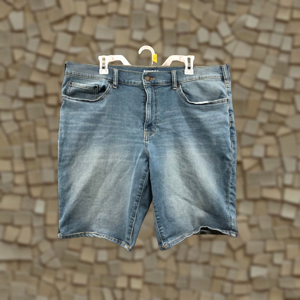 Denime Sonoma Bermuda Shorts Mens Size 40 Mid Rise Dark Wash Blue Denim Jean Shorts Size US 40 / EU 56 - 1 Thumbnail