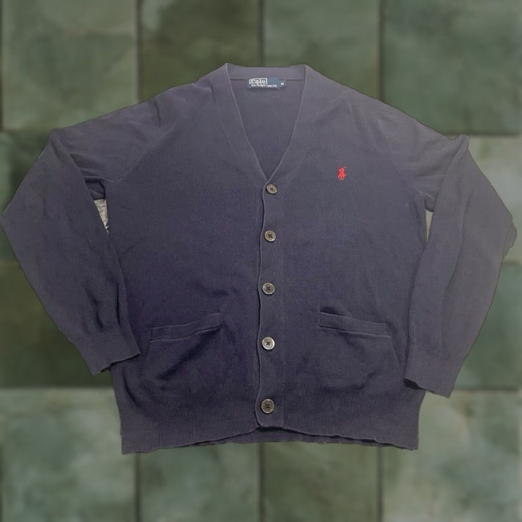 Polo Ralph Lauren VINTAGE Polo Ralph Lauren Sweater Cardigan M Men Blue Cotton Pima Cardigan V-Neck Pony Logo Size US M / EU 48-50 / 2 - 1 Thumbnail