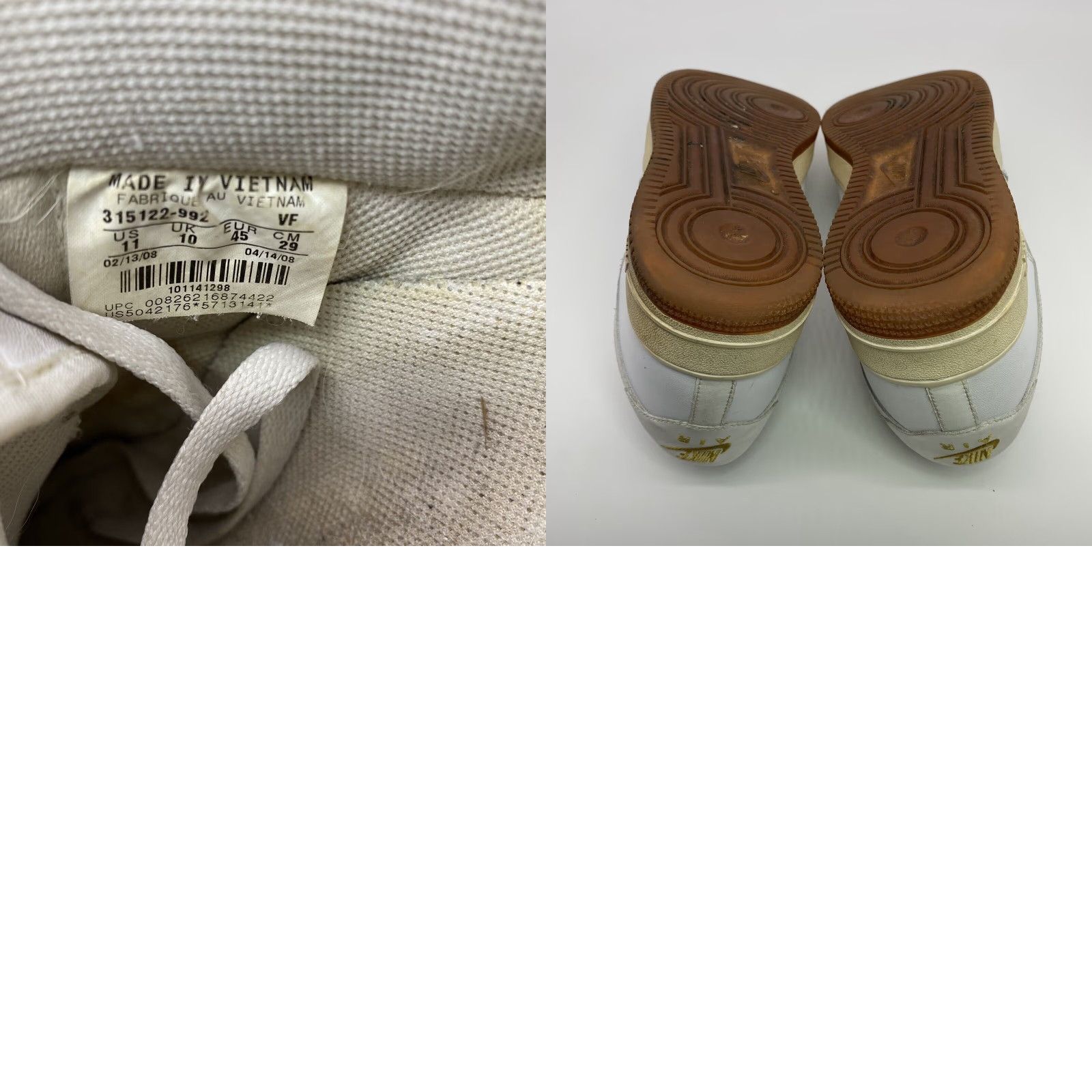 Nike VINTAGE Nike Air Force 1 '07 MENS Sneaker Low Top White Gum Distressed 315122-992 Size 11 Size US 10 / EU 43 - 8 Thumbnail