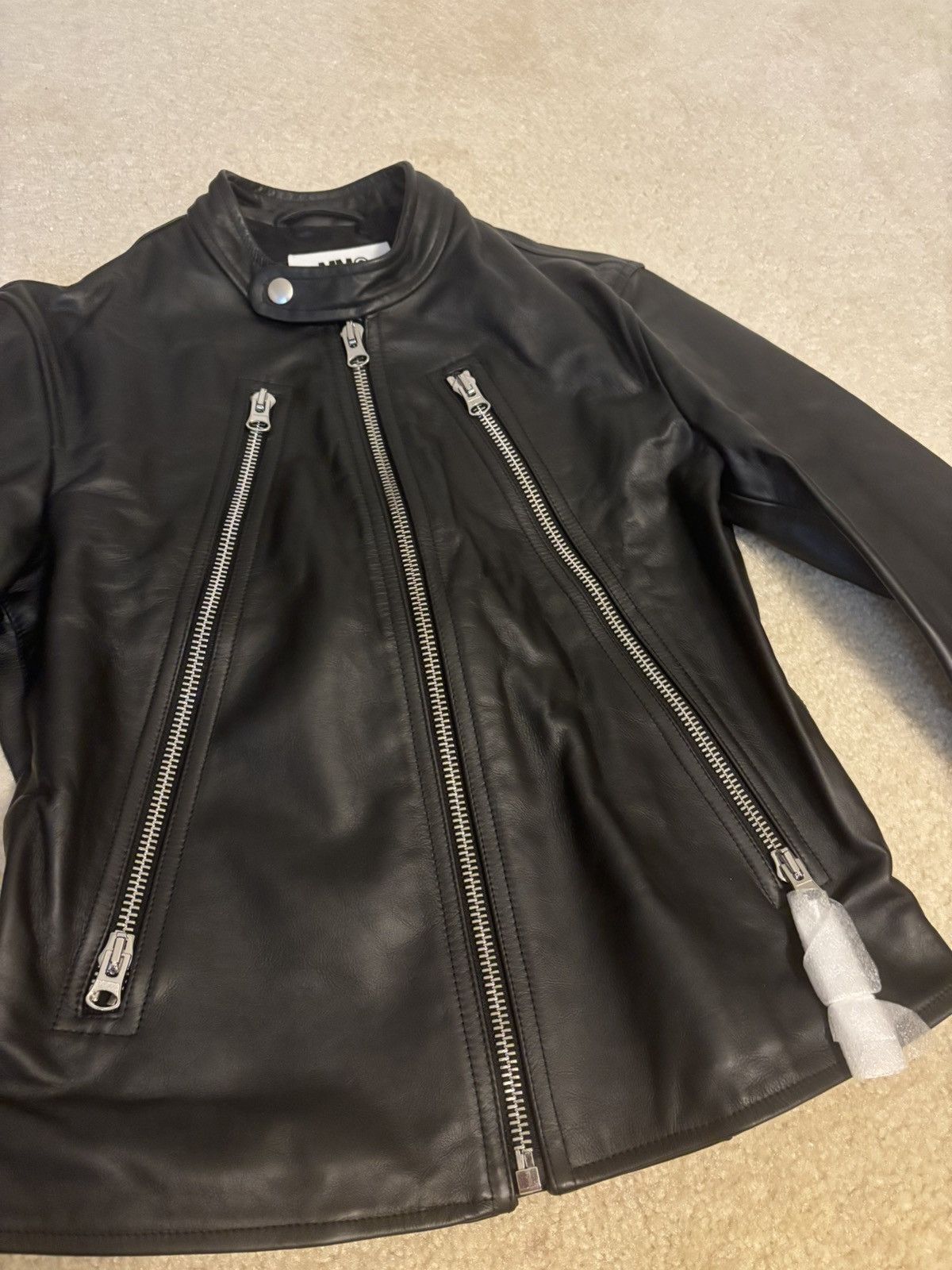 Maison Margiela Maison Margiela MM6 5 Zip Leather Jacket Black Size US XXS / EU 40 - 2 Thumbnail