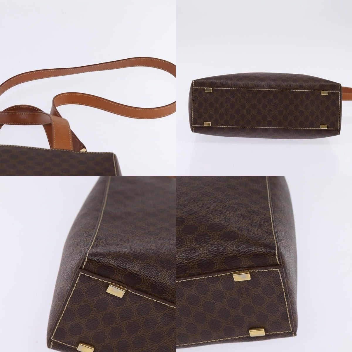 Celine CELINE Macadam Canvas Hand Bag Pvc Leather Brown Gold Size ONE SIZE - 10 Thumbnail
