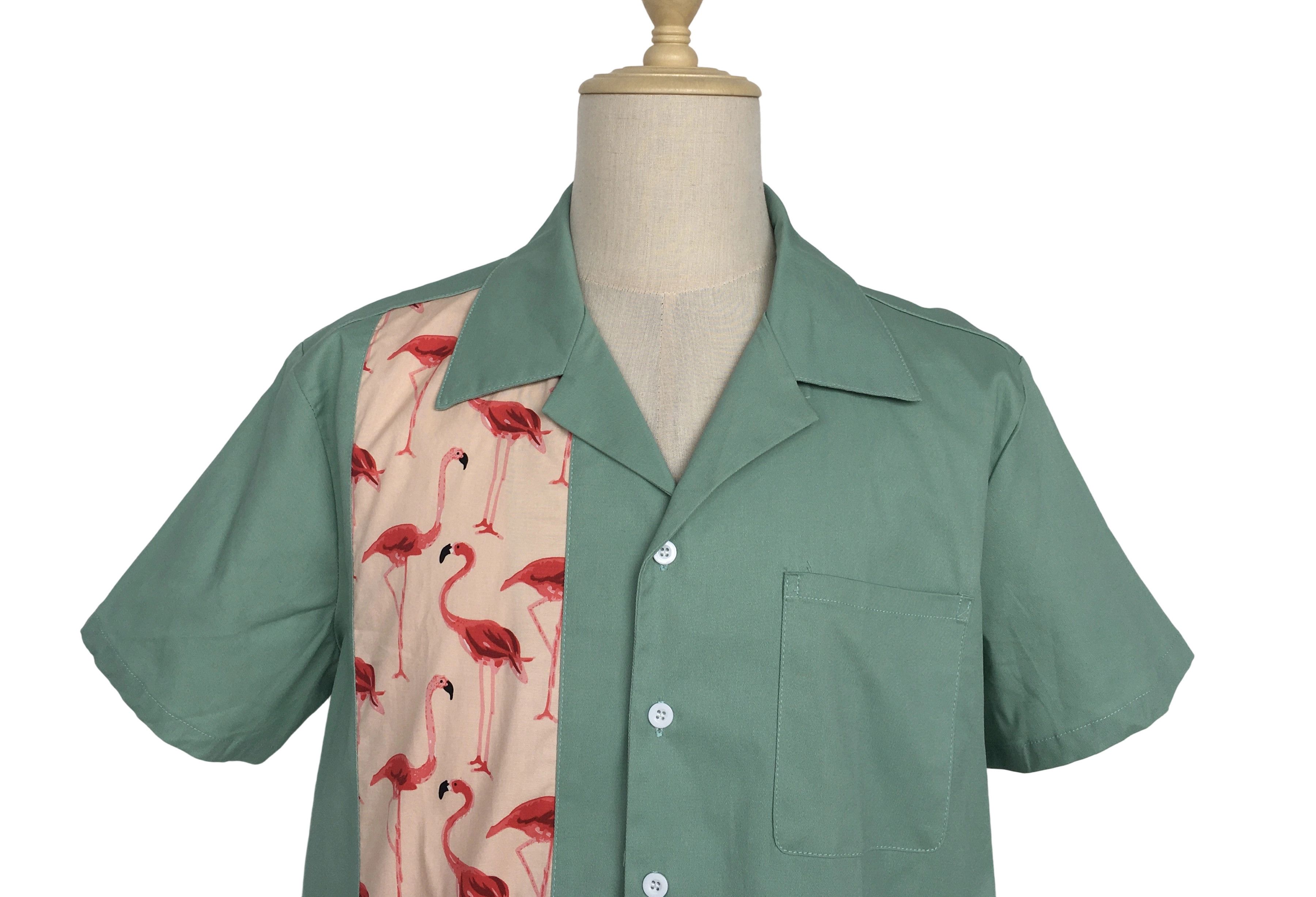 Other Mint Green Bowling Shirts Flamingo Panel Vintage Style Size US XXL / EU 58 / 5 - 4 Thumbnail