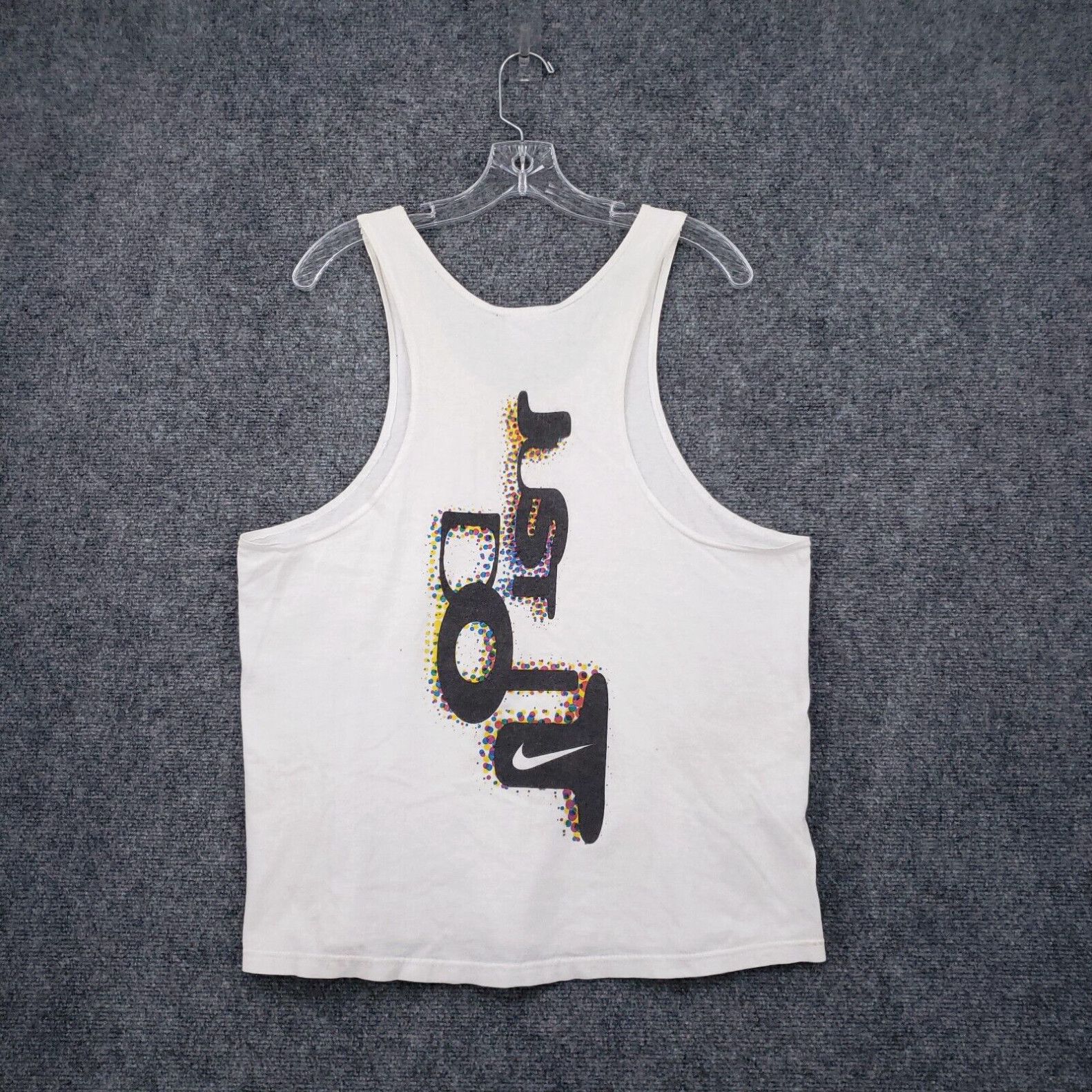 image of Vintage Nike Tank Top Mens M Medium White Swoosh Just Do It Made Usa