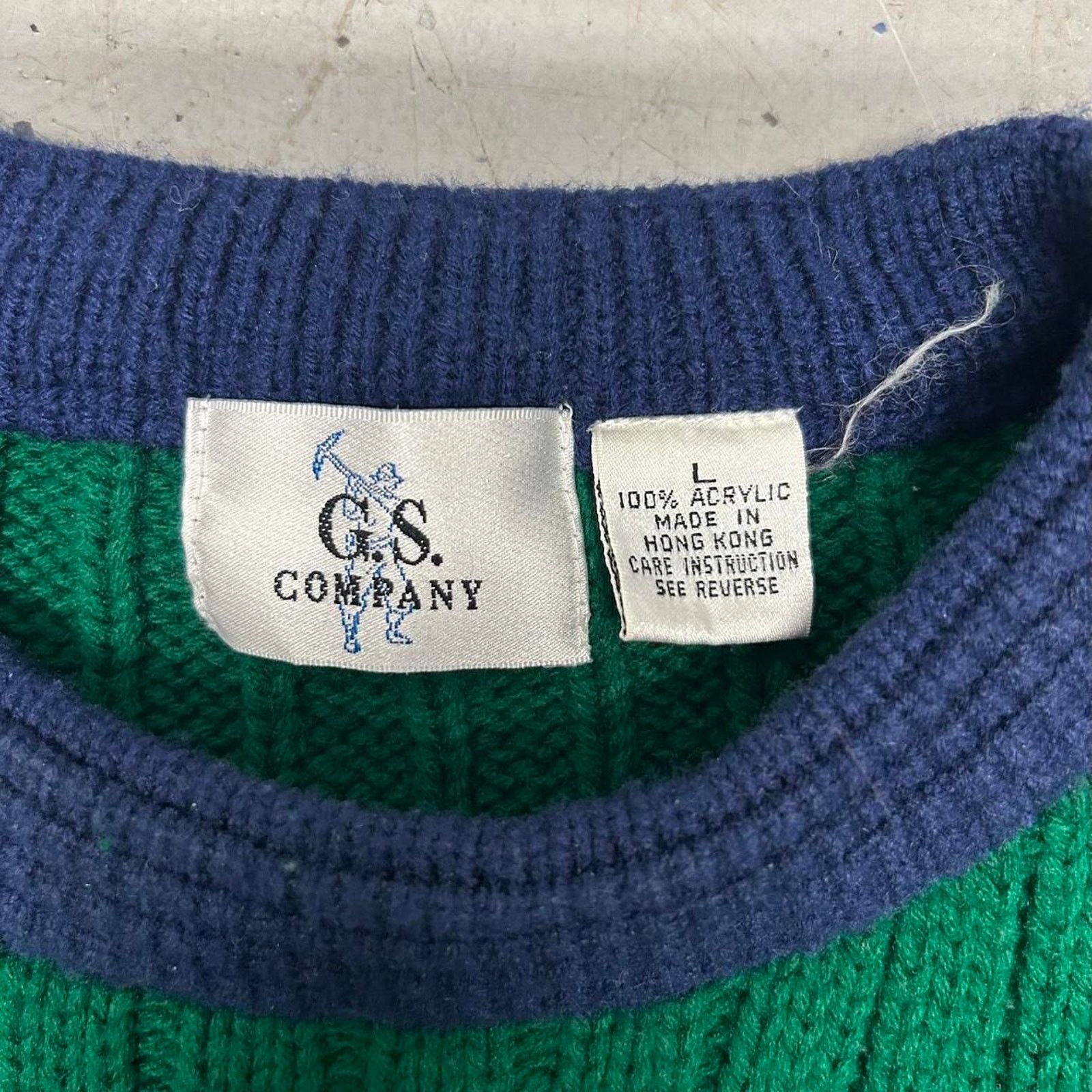Other VTG 80s/90s Green and blue striped sweater Size L / US 10 / IT 46 - 3 Thumbnail