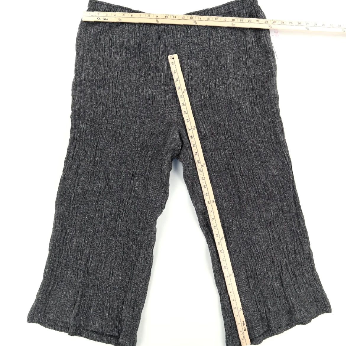 Vintage IC by Connie K Plus Size Textured Linen Twill Chino Pants Charcoal Women's 3X Size 40" / US 18 - 3 Thumbnail