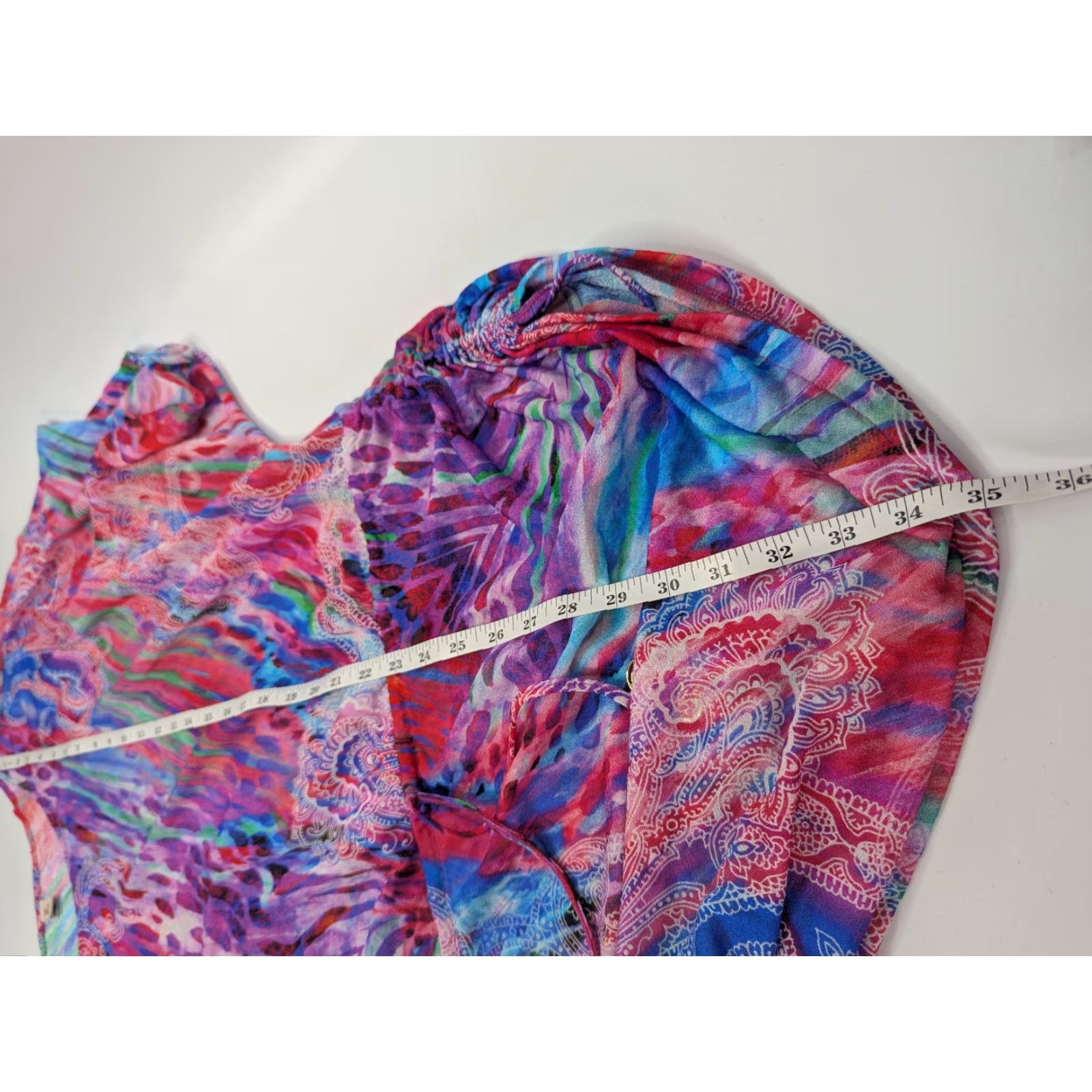 Vintage Luli Fama Cover Up Dress Kimono Boat Neck Shocking Paisley Swim Beach Large Size L / US 10 / IT 46 - 5 Thumbnail